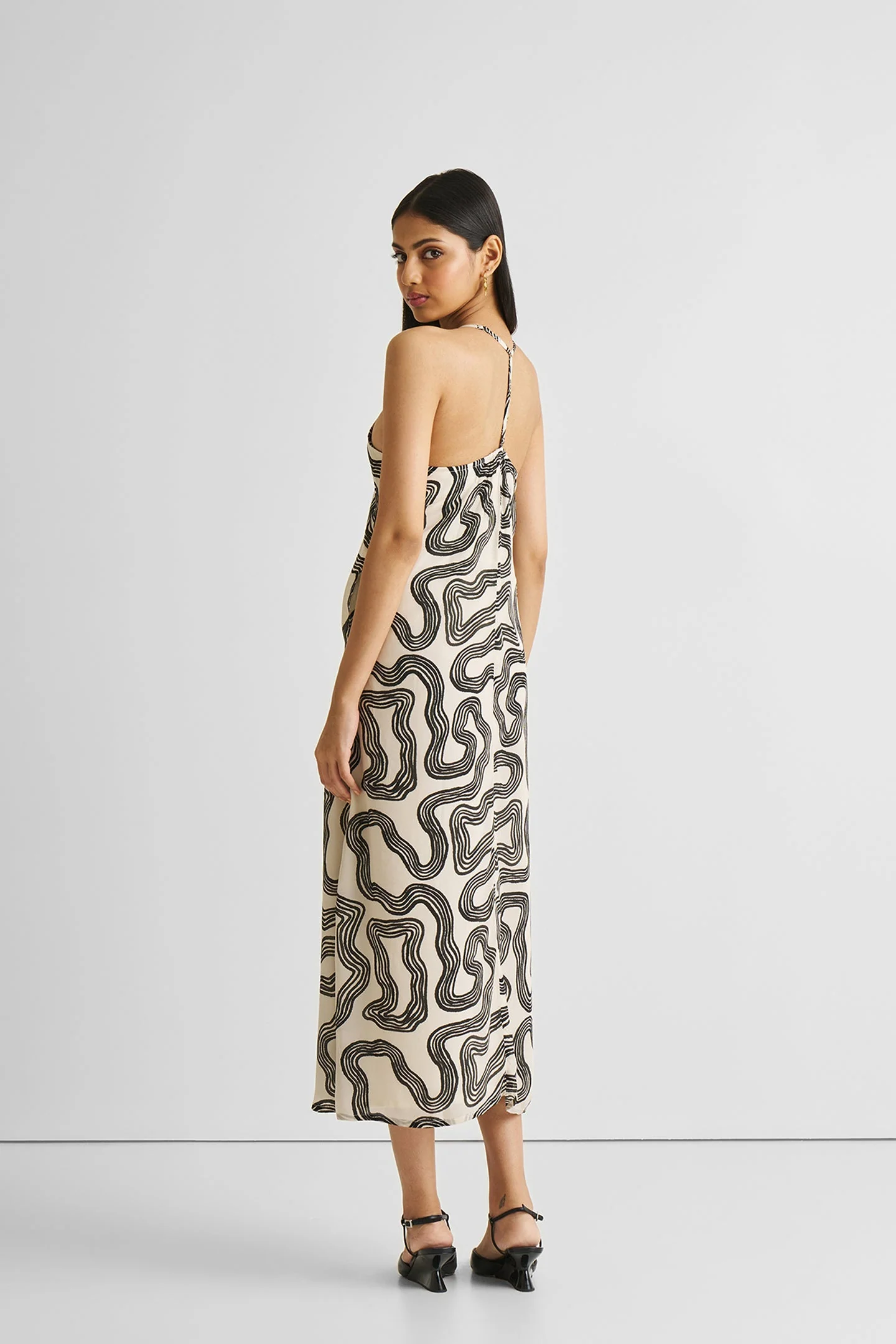 Midi Slip Dress in Black Stripes - Image 8