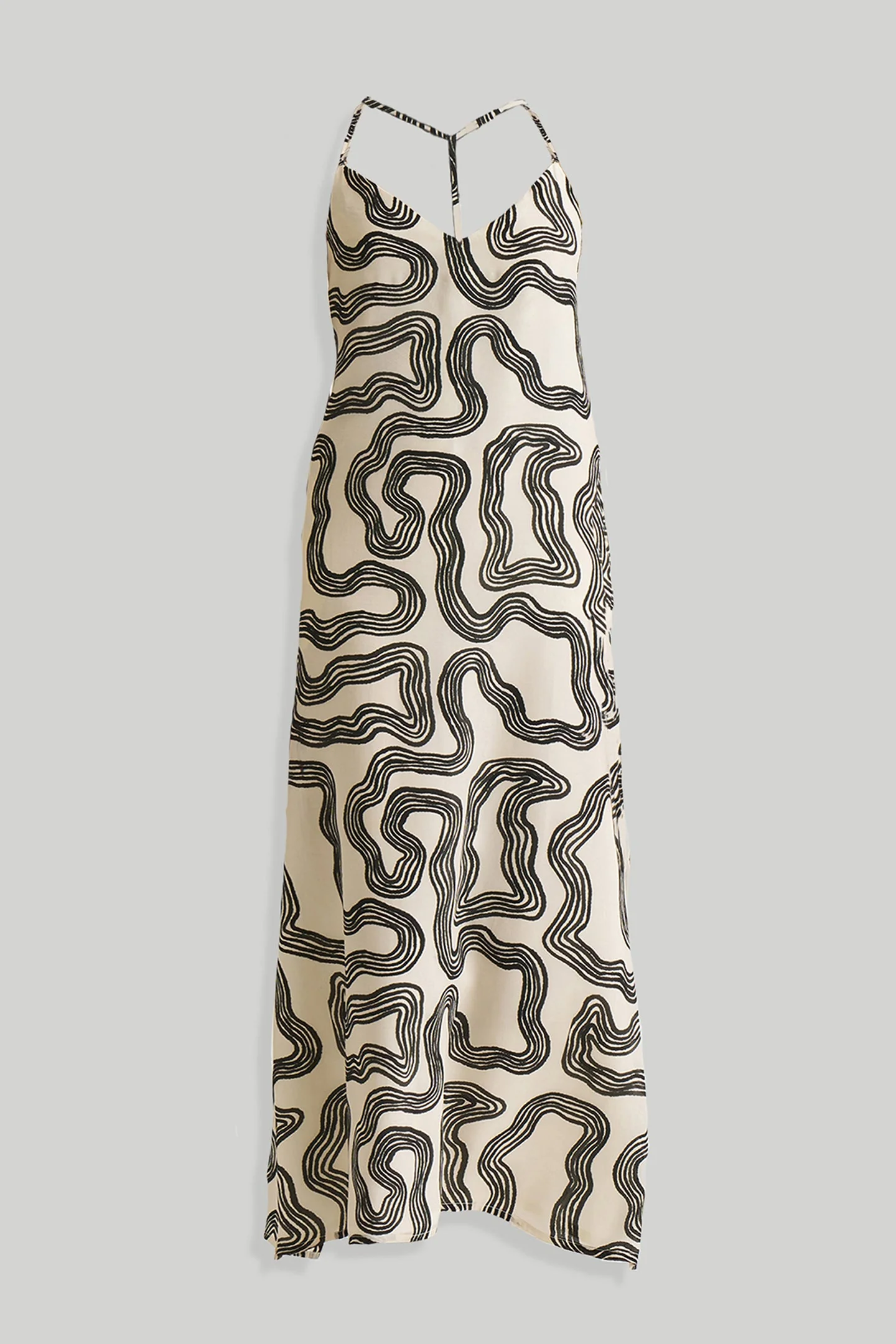 Midi Slip Dress in Black Stripes - Image 9