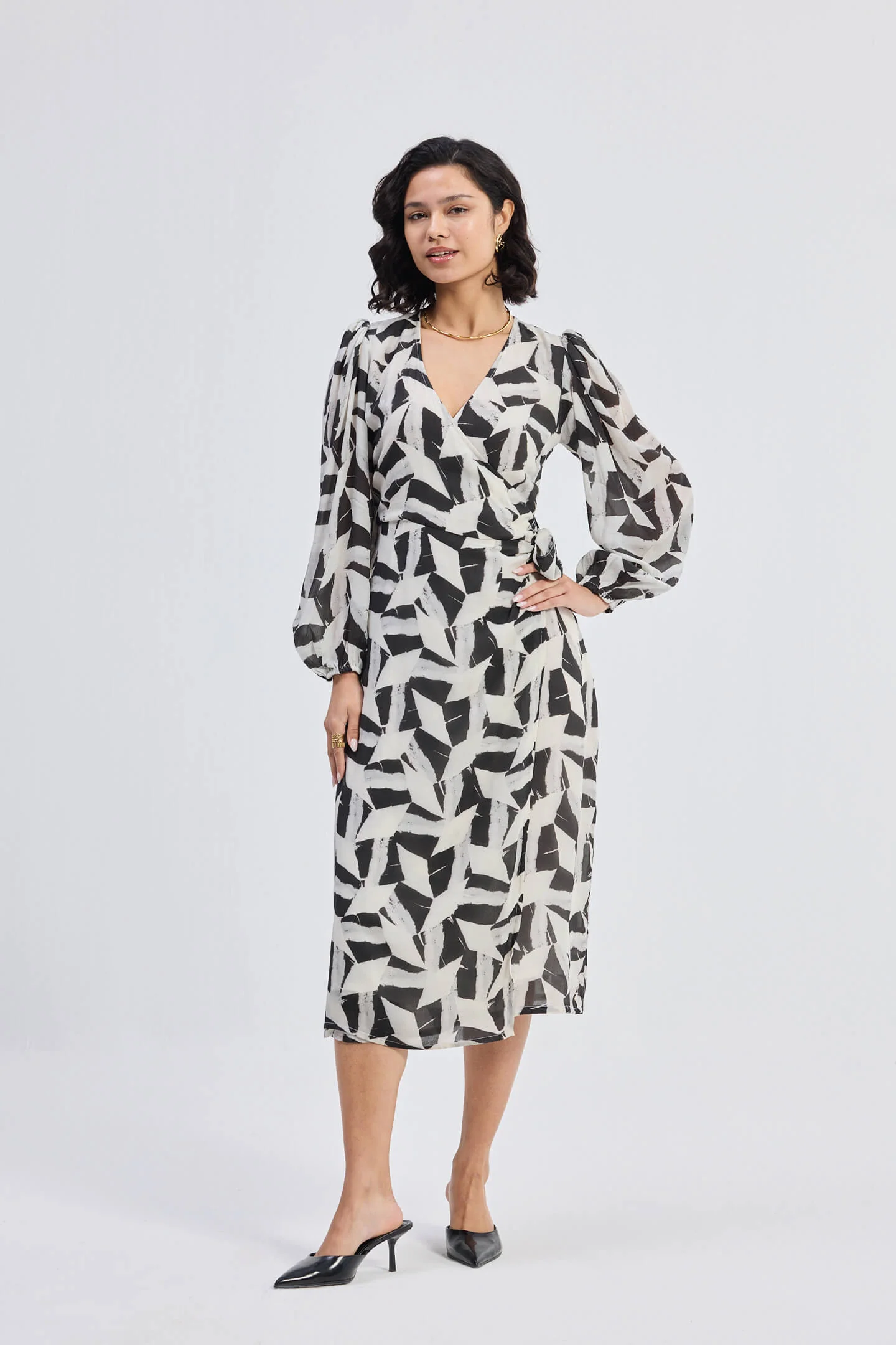 Midi Wrap Dress in Abstract Mosaic - Image 10