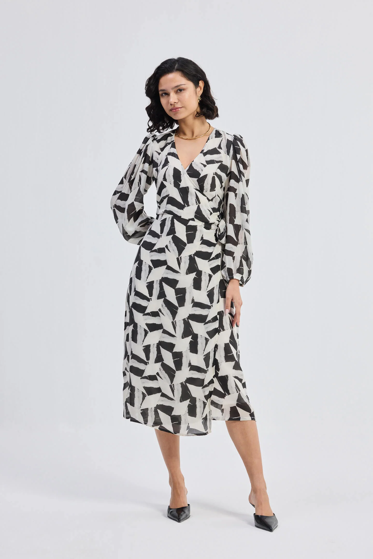 Midi Wrap Dress in Abstract Mosaic - Image 11