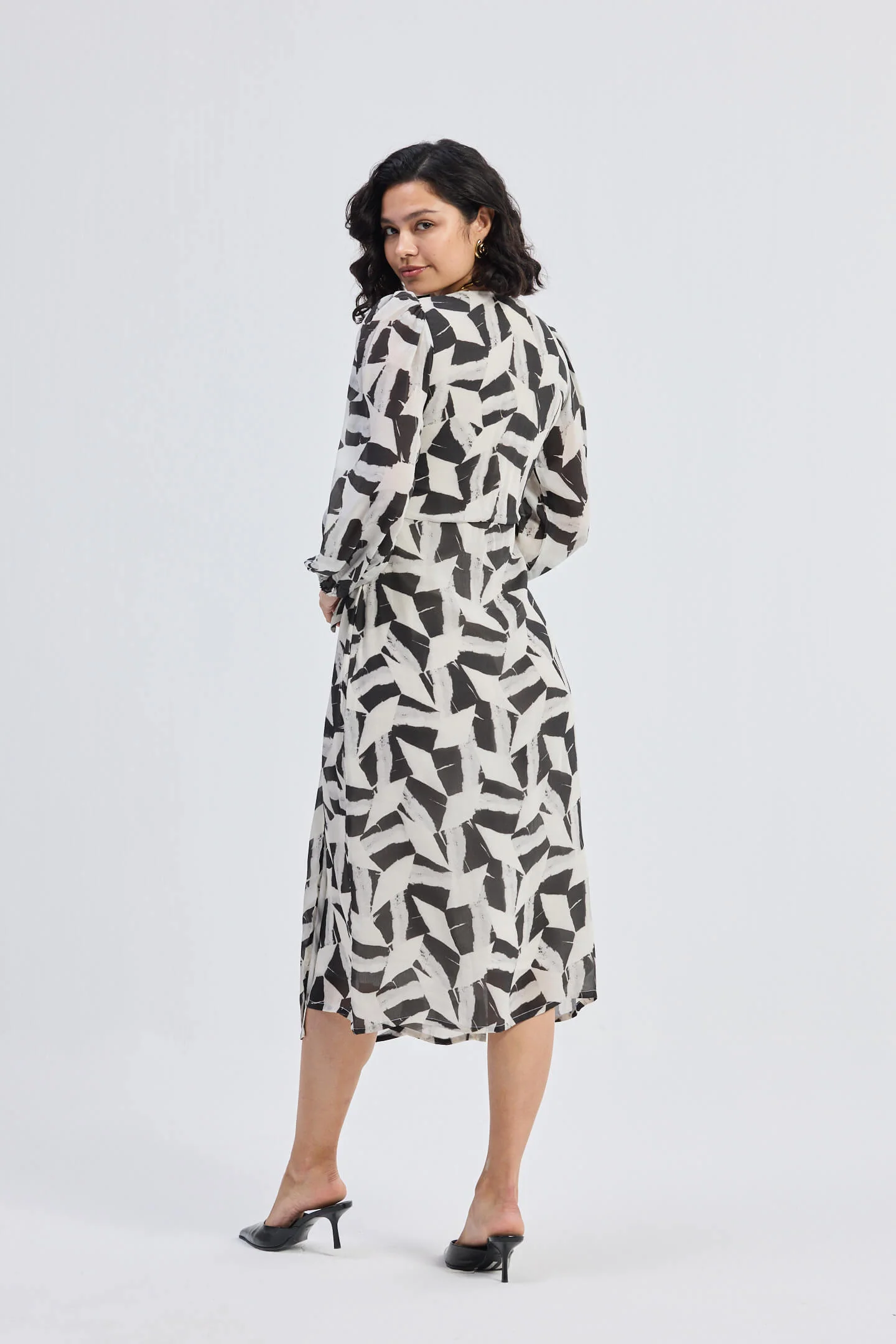 Midi Wrap Dress in Abstract Mosaic - Image 2