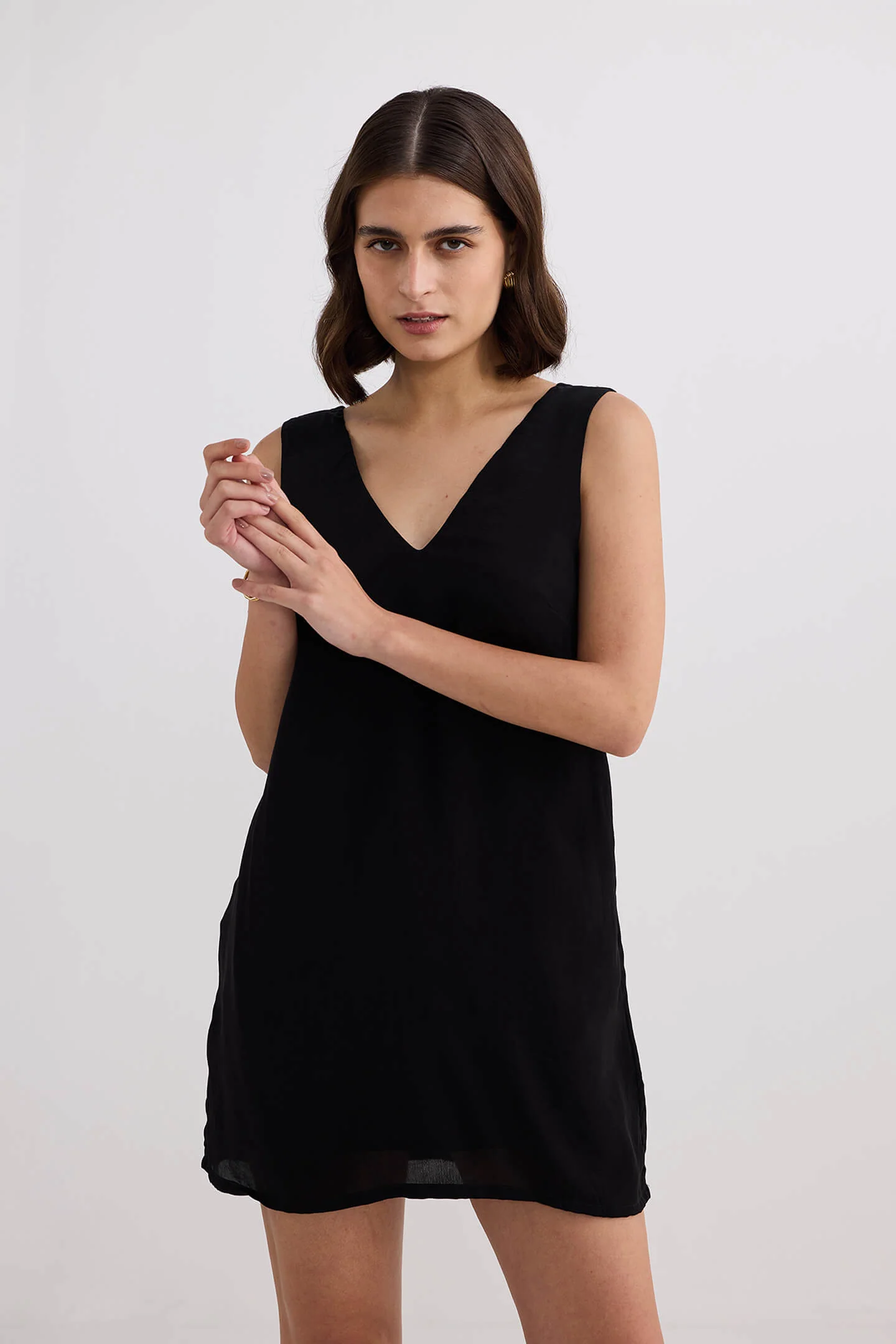 Midnight Muse V-neck Short Dress in Black - Image 10