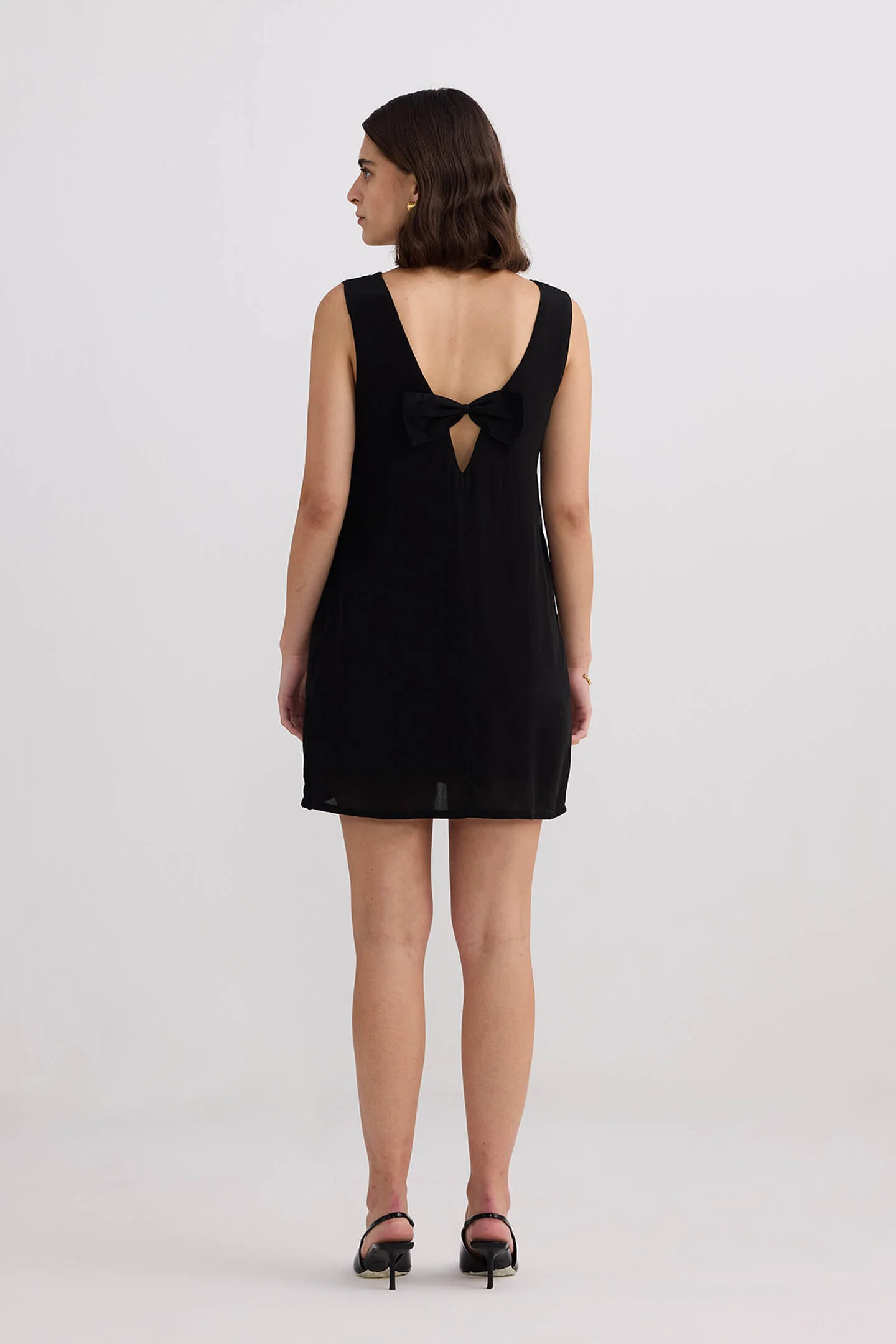 Midnight Muse V-neck Short Dress in Black - Image 2
