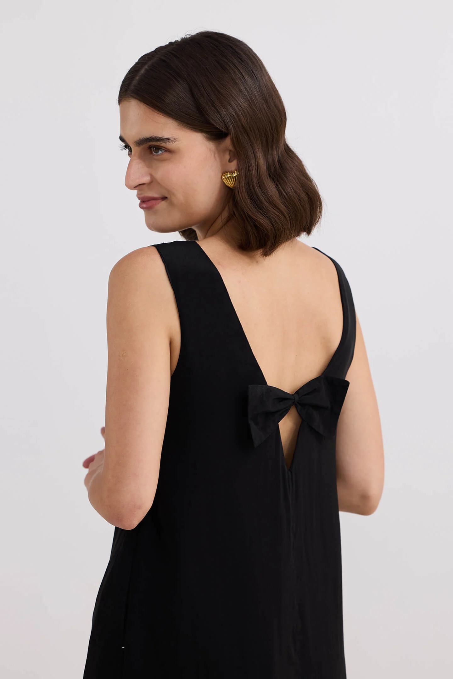 Midnight Muse V-neck Short Dress in Black - Image 3
