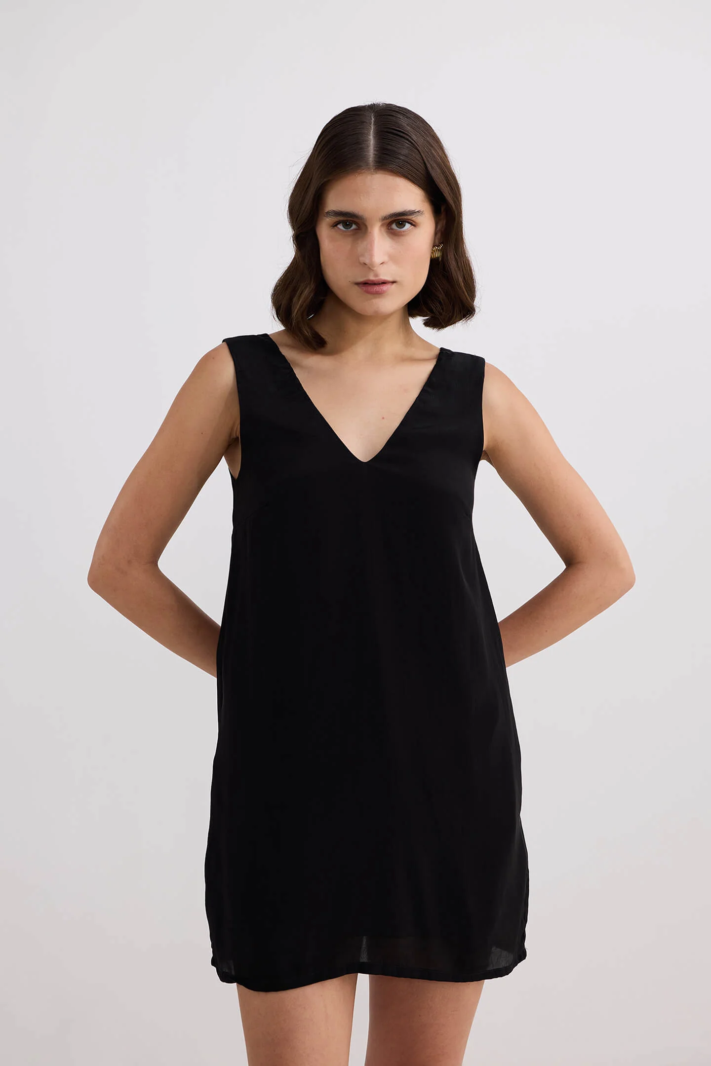 Midnight Muse V-neck Short Dress in Black - Image 4