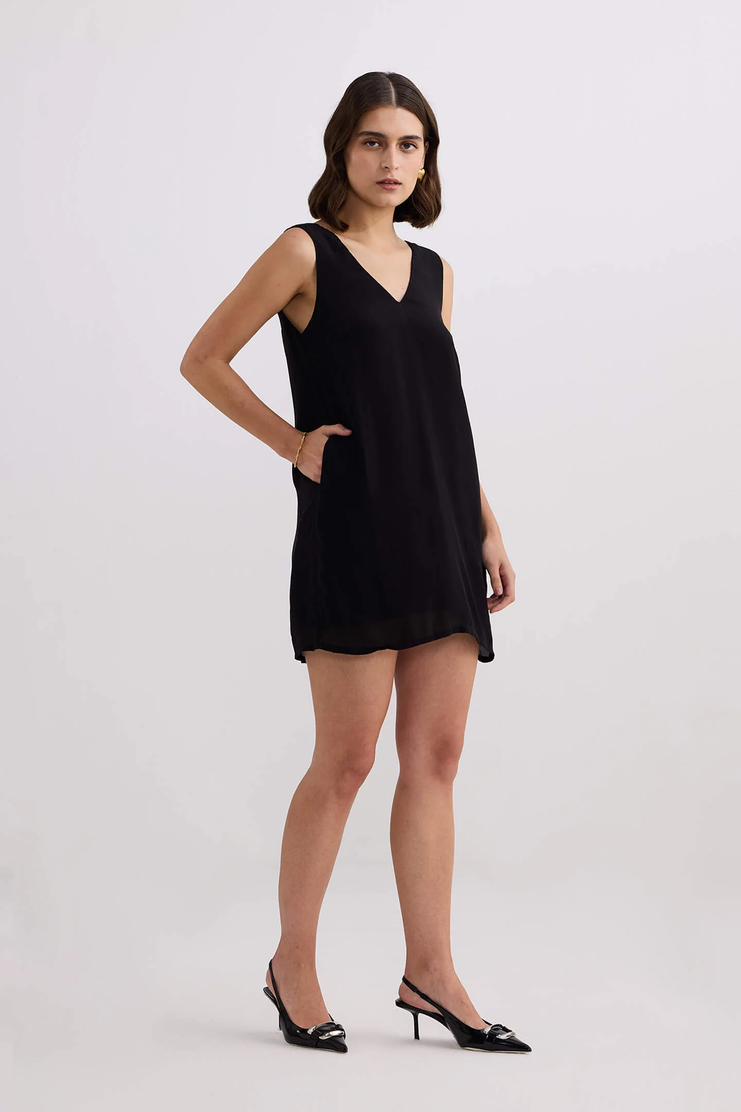 Midnight Muse V-neck Short Dress in Black - Image 6