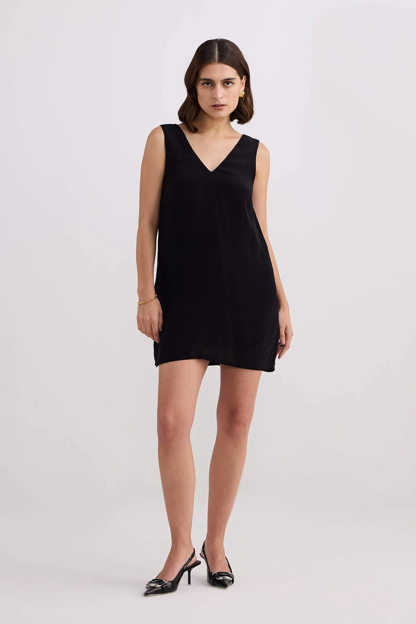 Midnight Muse V-neck Short Dress in Black - Image 7