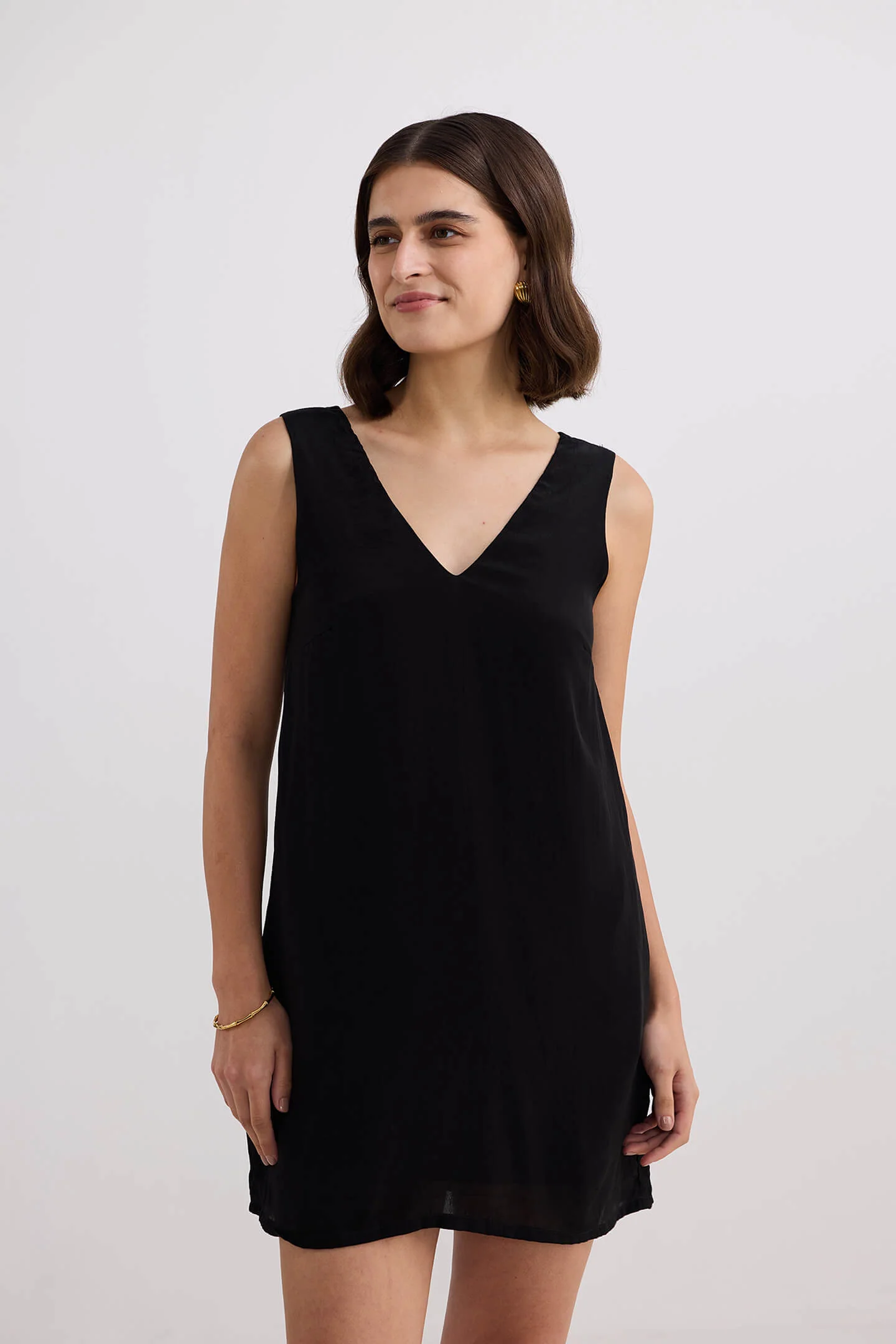 Midnight Muse V-neck Short Dress in Black - Image 9