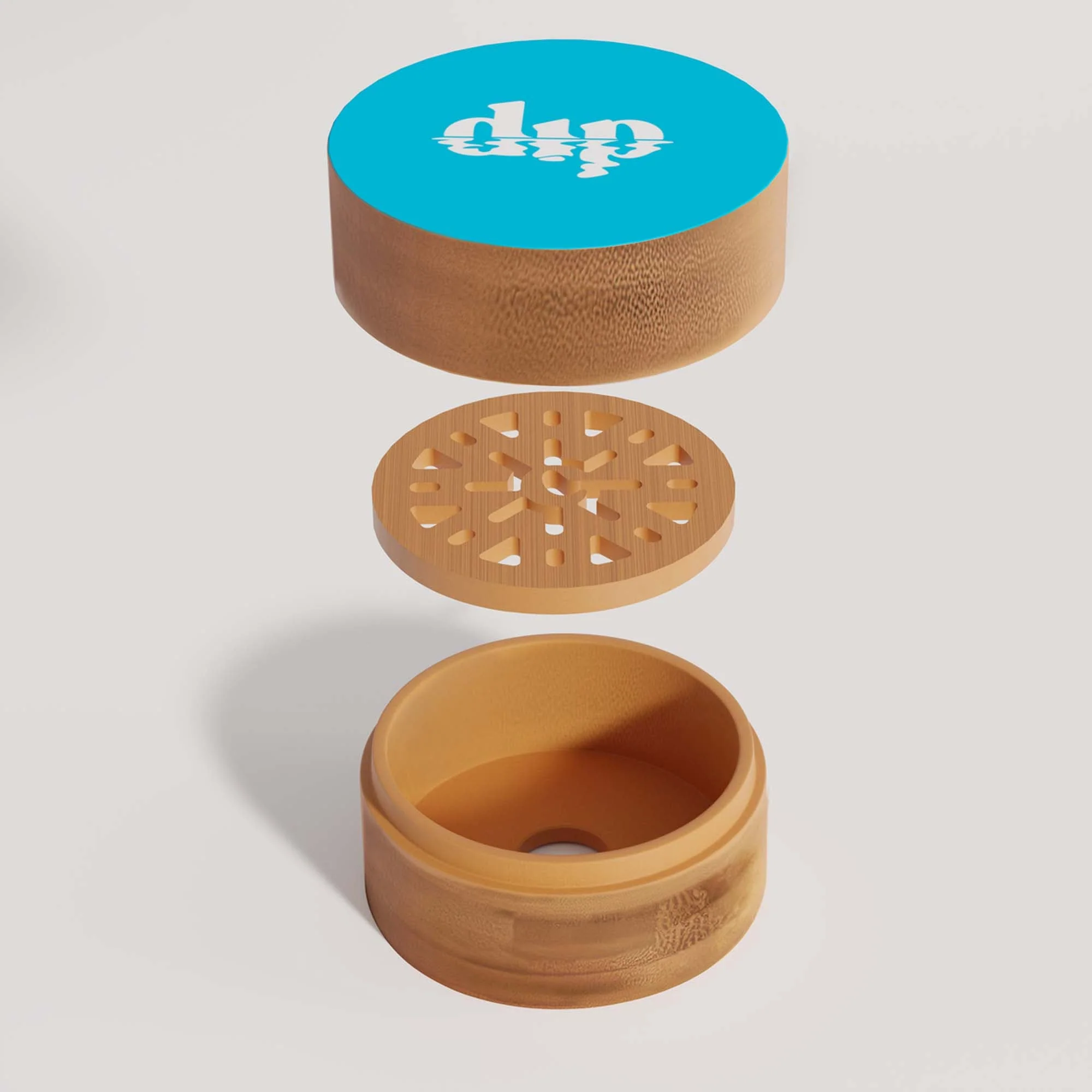 Mini Bamboo Travel Case with Coaster : Blue - Image 2
