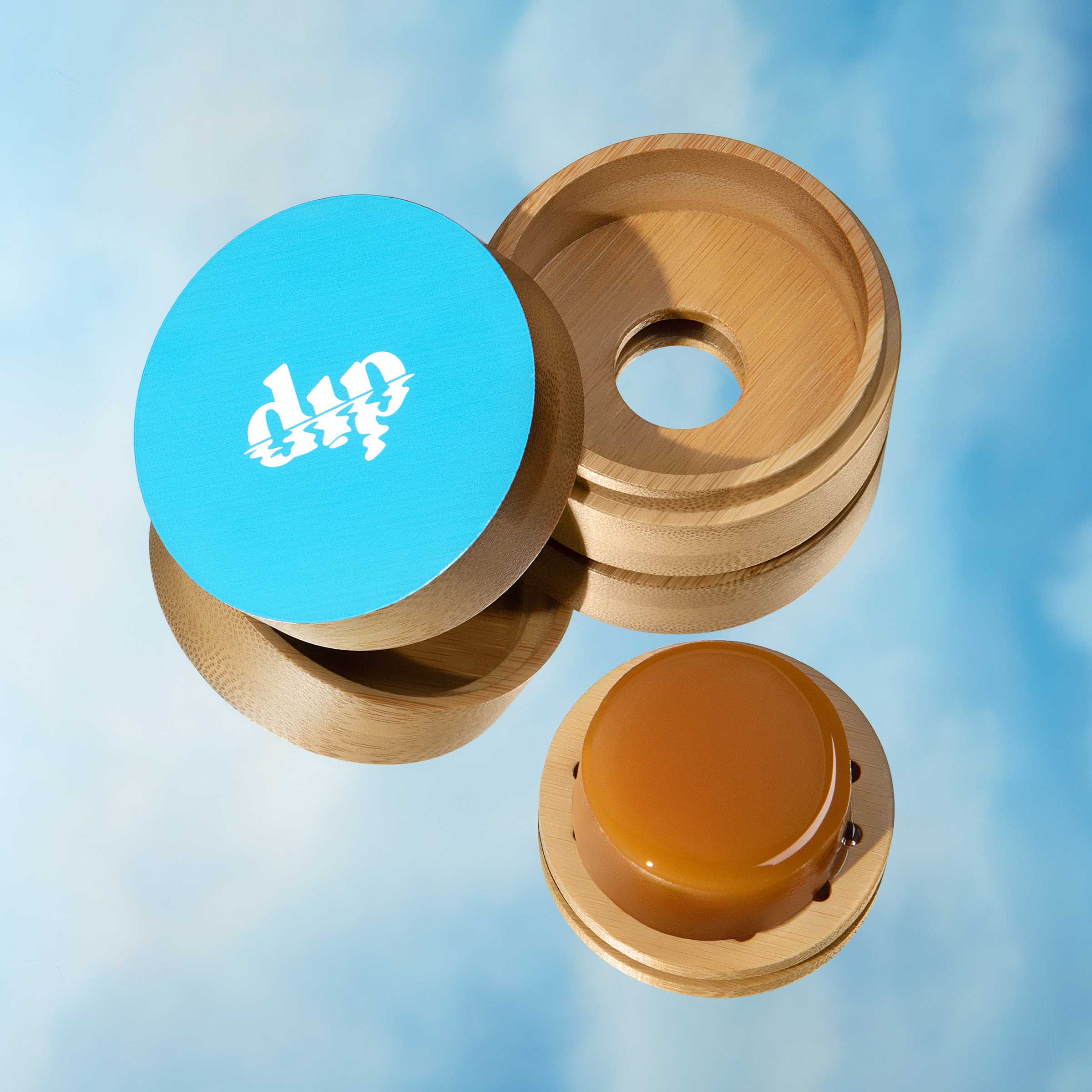Mini Bamboo Travel Case with Coaster : Blue - Image 3