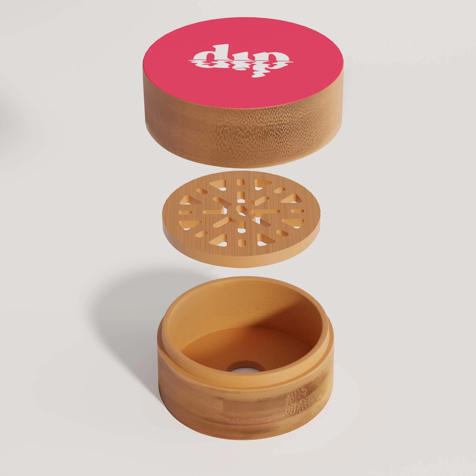 Mini Bamboo Travel Case with Coaster : Red - Image 2