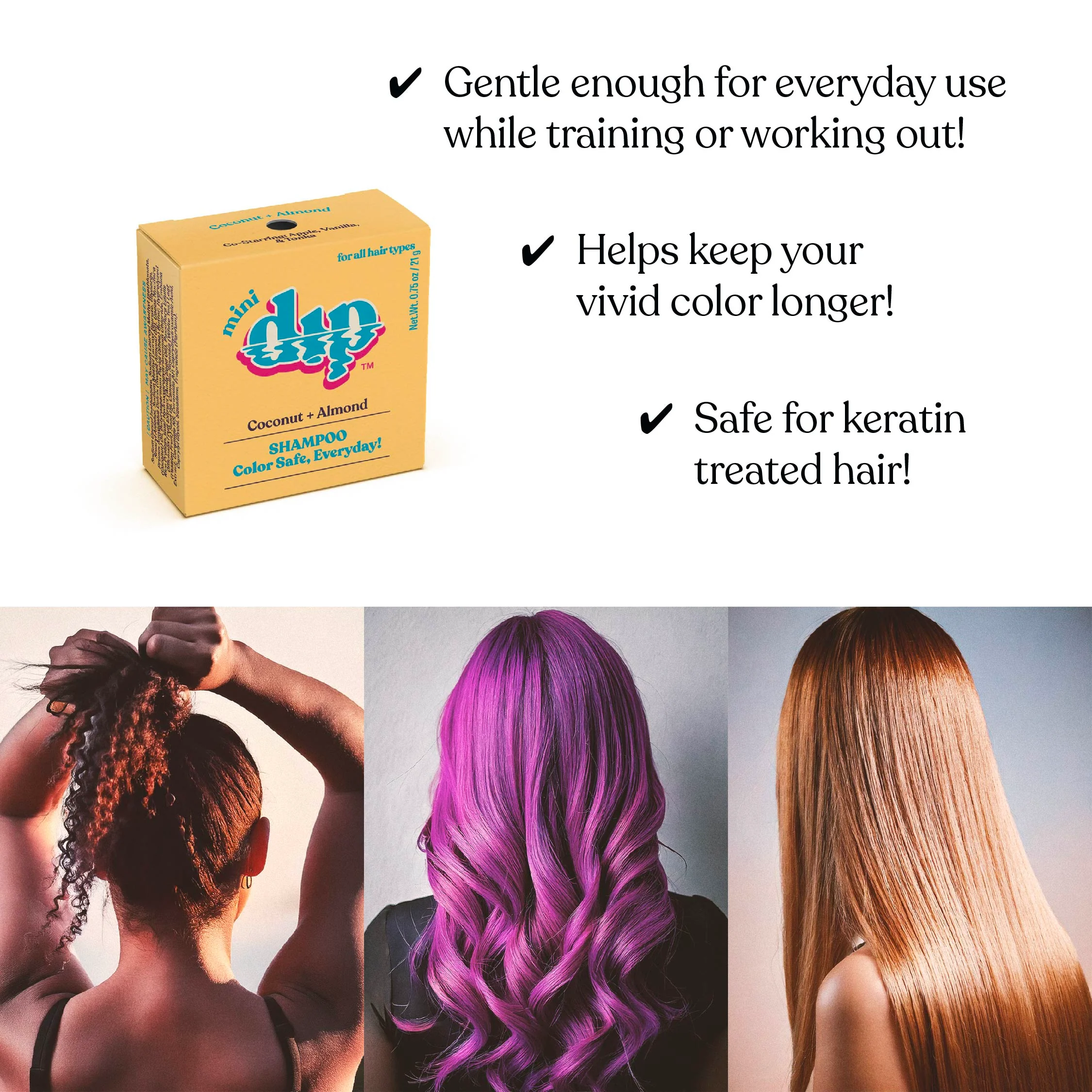 Mini Dip Color Safe Shampoo Bar for Every Day - Coconut & Almond - Image 4