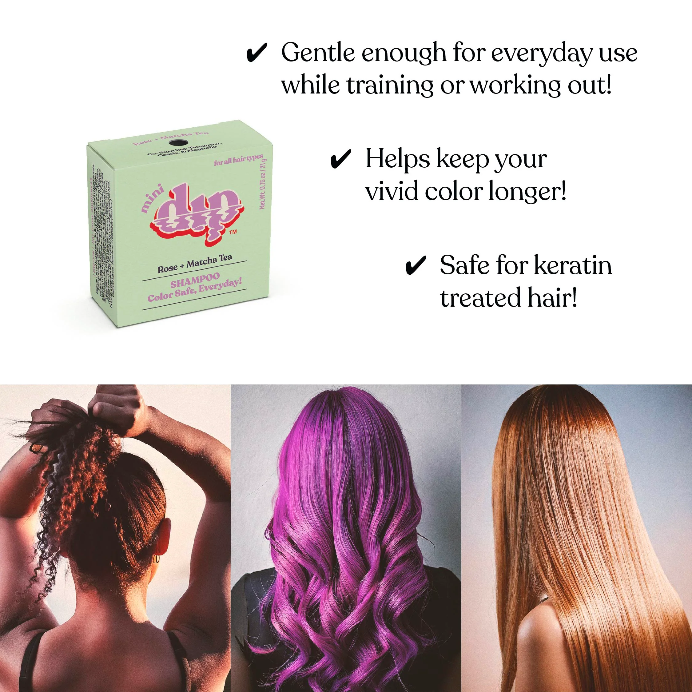 Mini Dip Color Safe Shampoo Bar for Every Day - Rose & Matcha Tea - Image 4