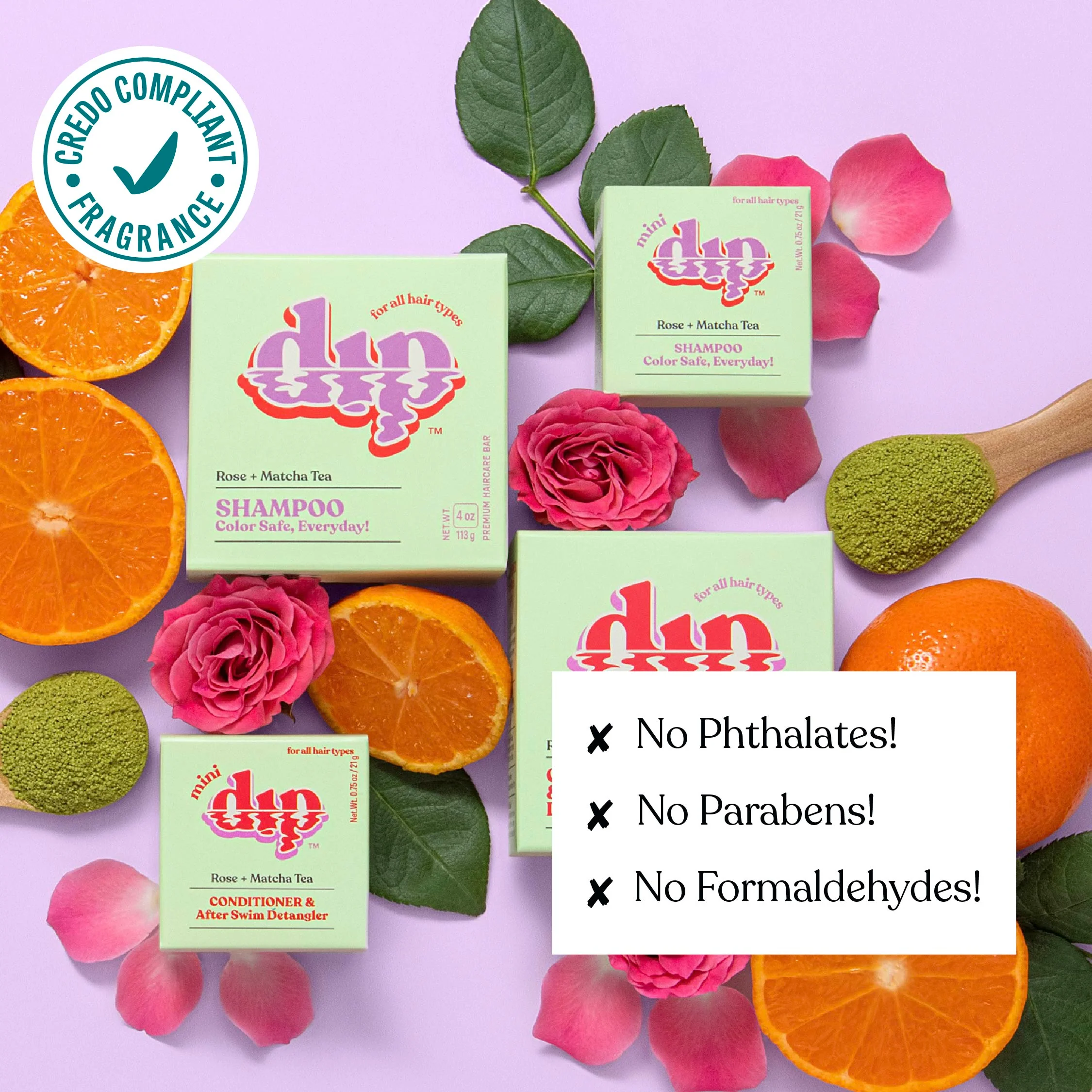 Mini Dip Color Safe Shampoo Bar for Every Day - Rose & Matcha Tea - Image 5