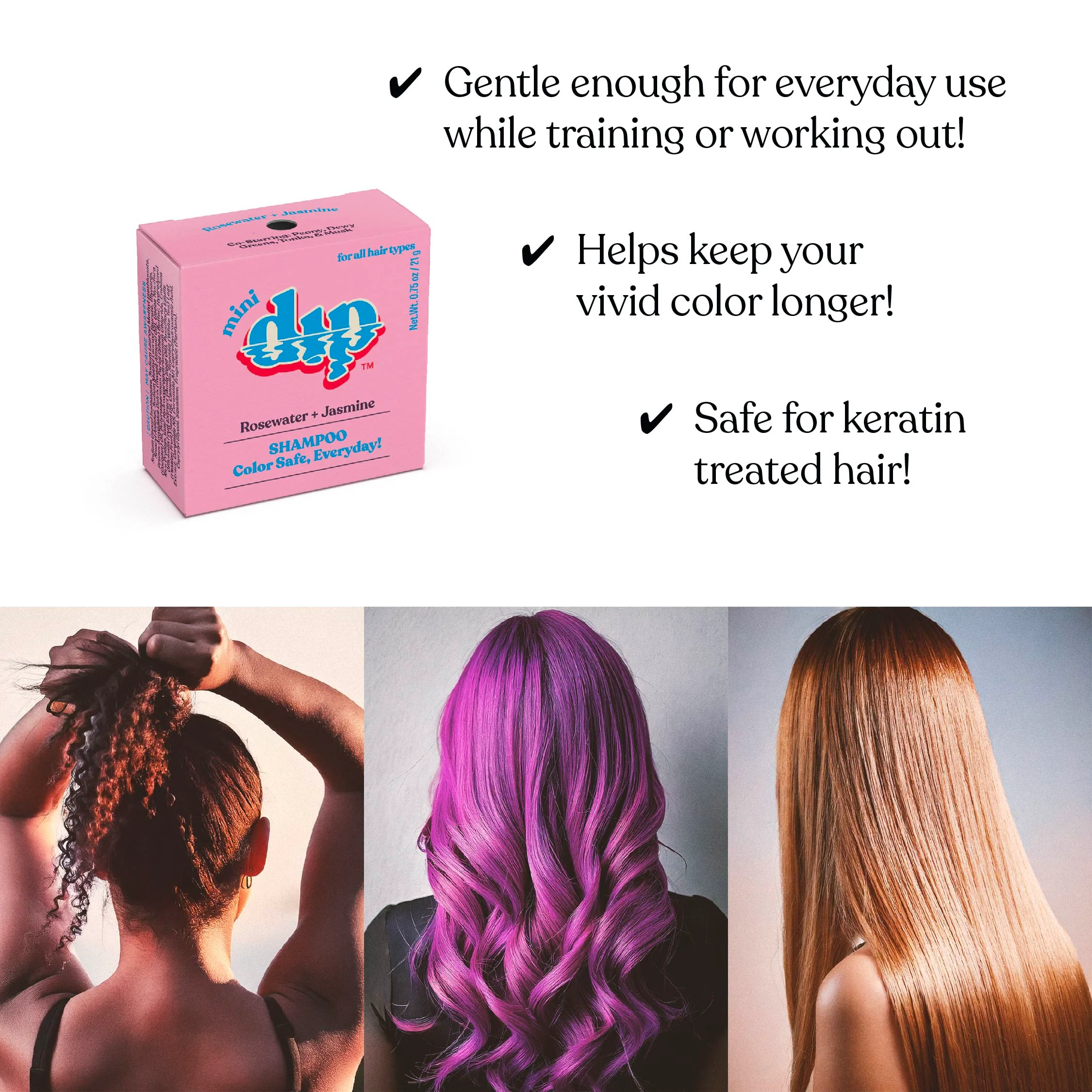 Mini Dip Color Safe Shampoo Bar for Every Day - Rosewater & Jasmine - Image 4