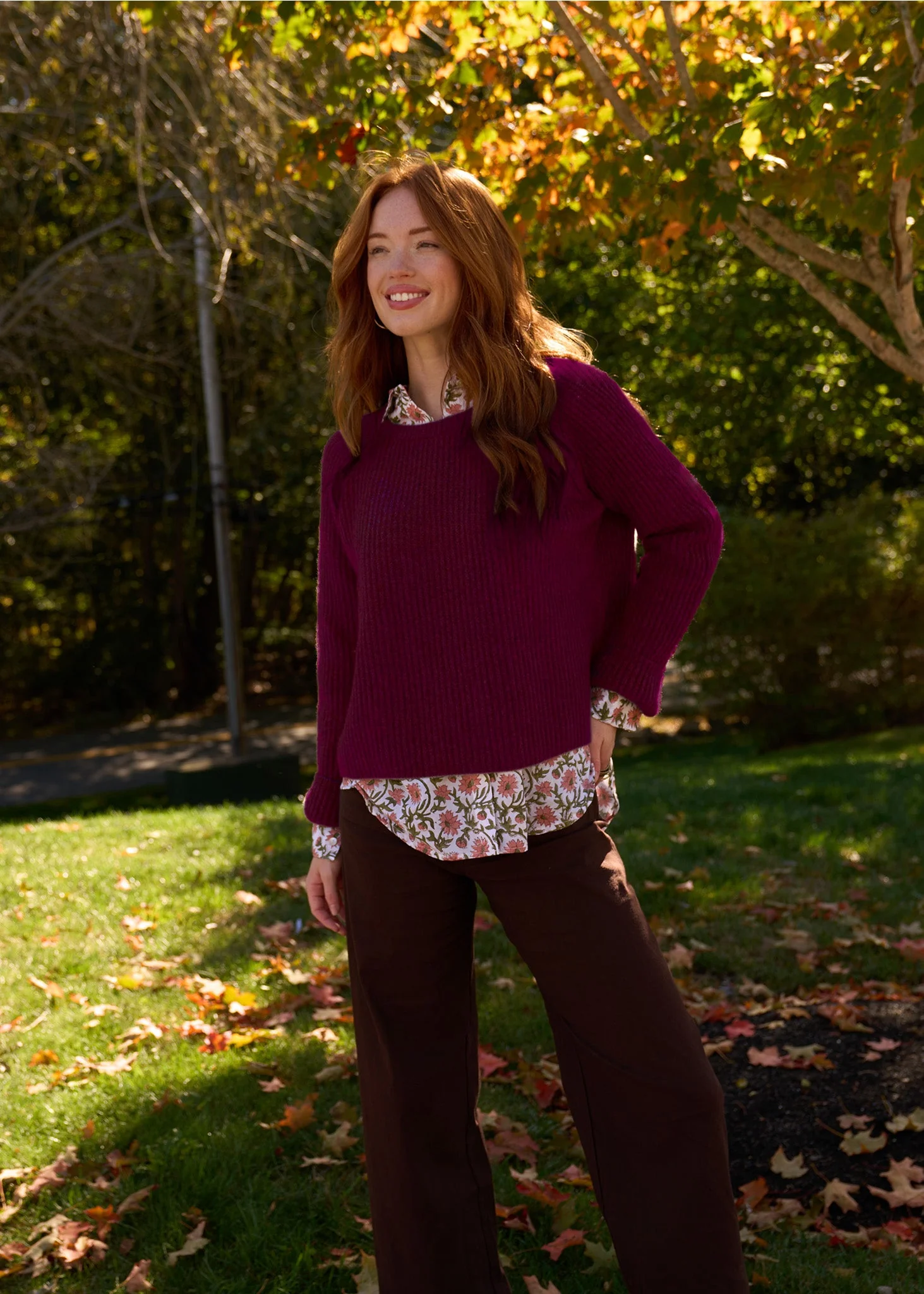 Montauk Shaker Recycled Cashmere Sweater - Bordeaux - Image 3