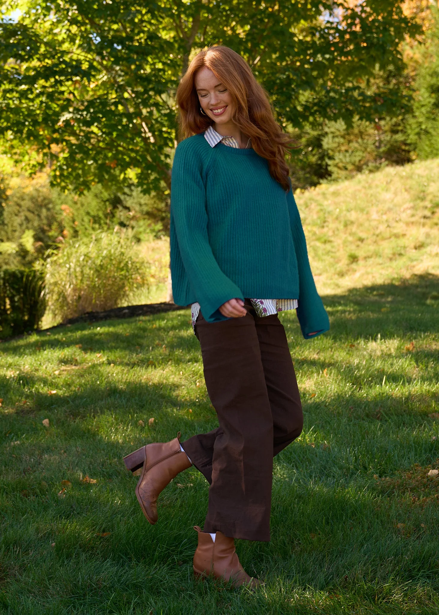 Montauk Shaker Recycled Cashmere Sweater - French Teal - Image 2