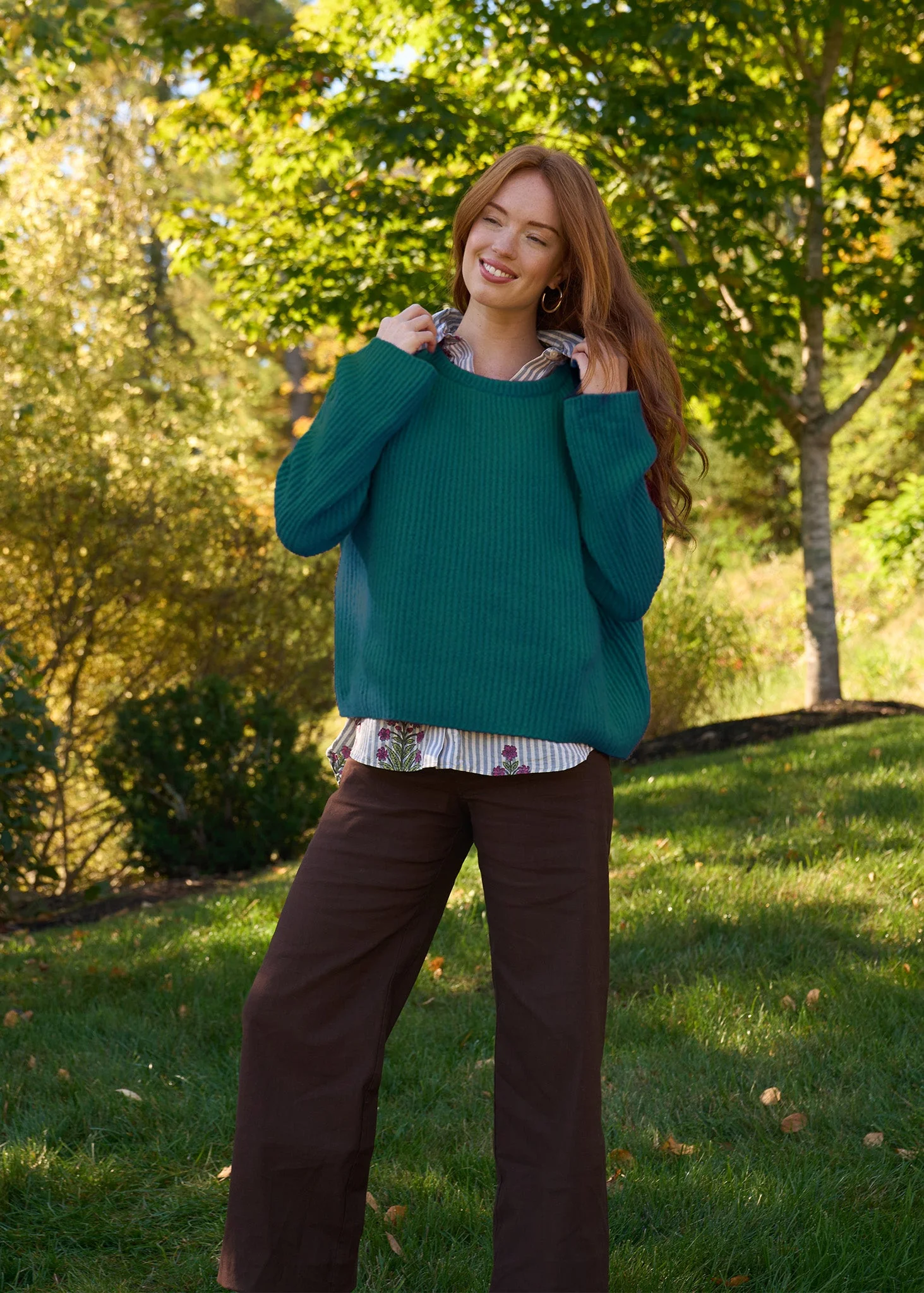 Montauk Shaker Recycled Cashmere Sweater - French Teal - Image 3