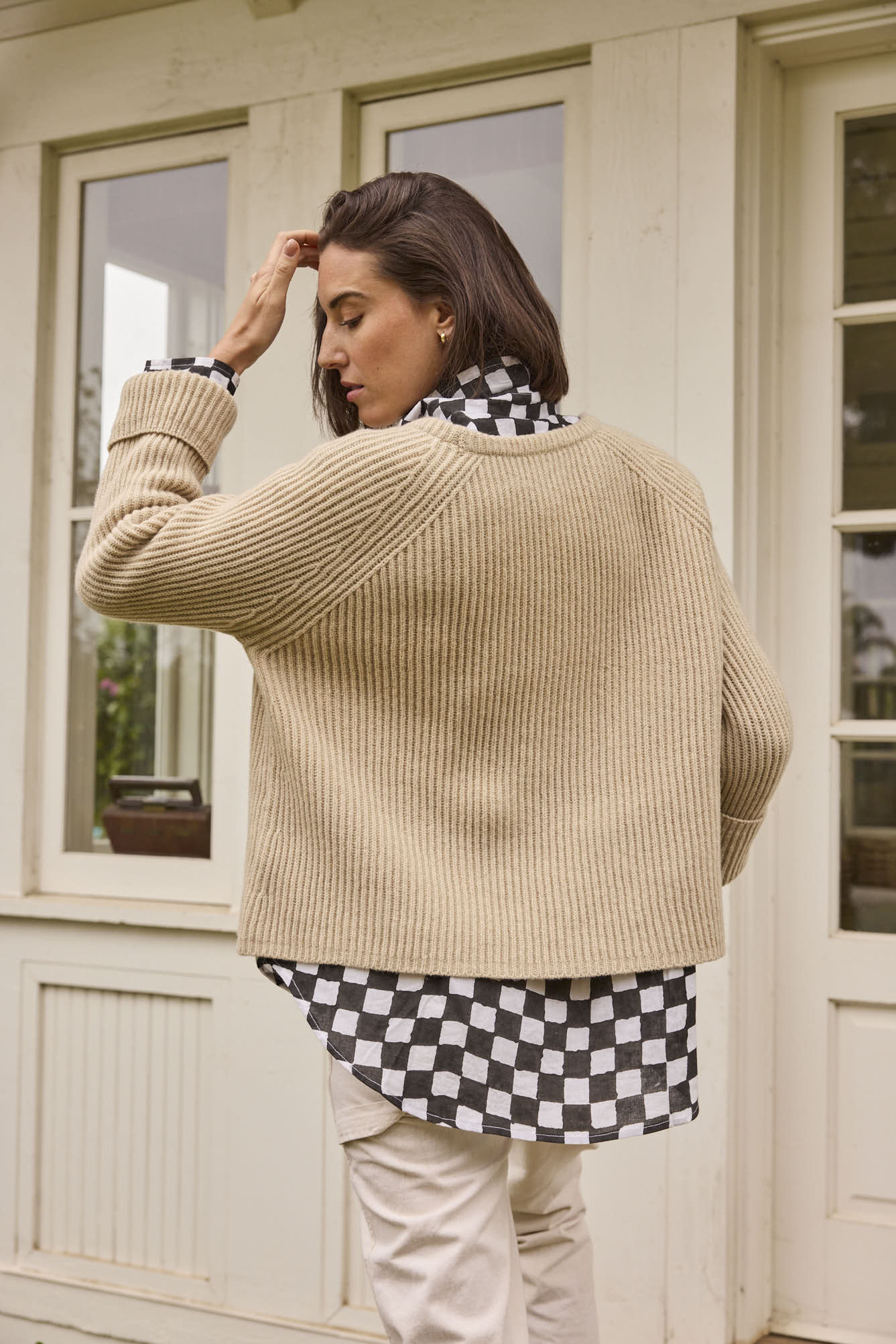 Montauk Shaker Recycled Cashmere Sweater - Oatmeal - Image 12