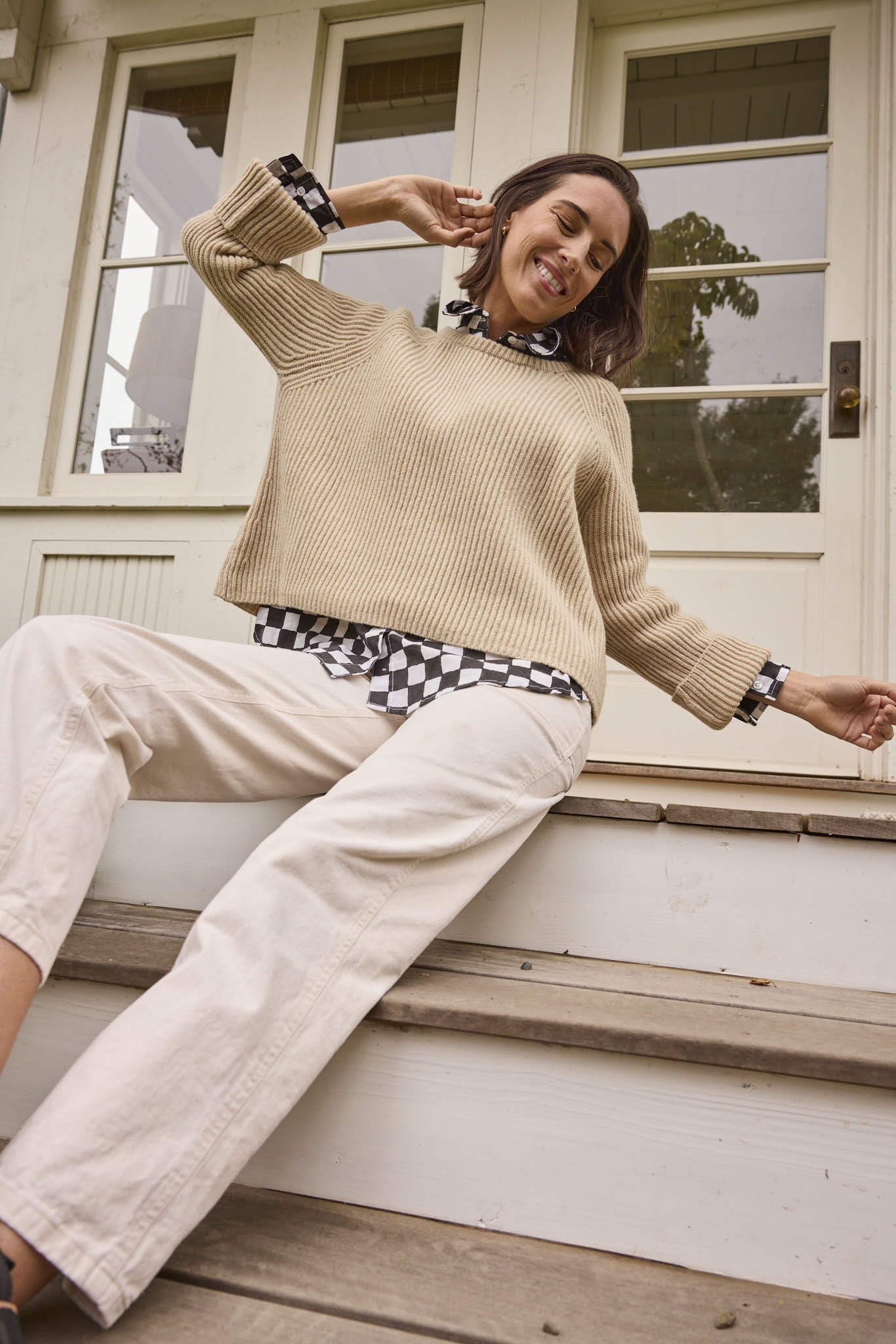 Montauk Shaker Recycled Cashmere Sweater - Oatmeal - Image 13