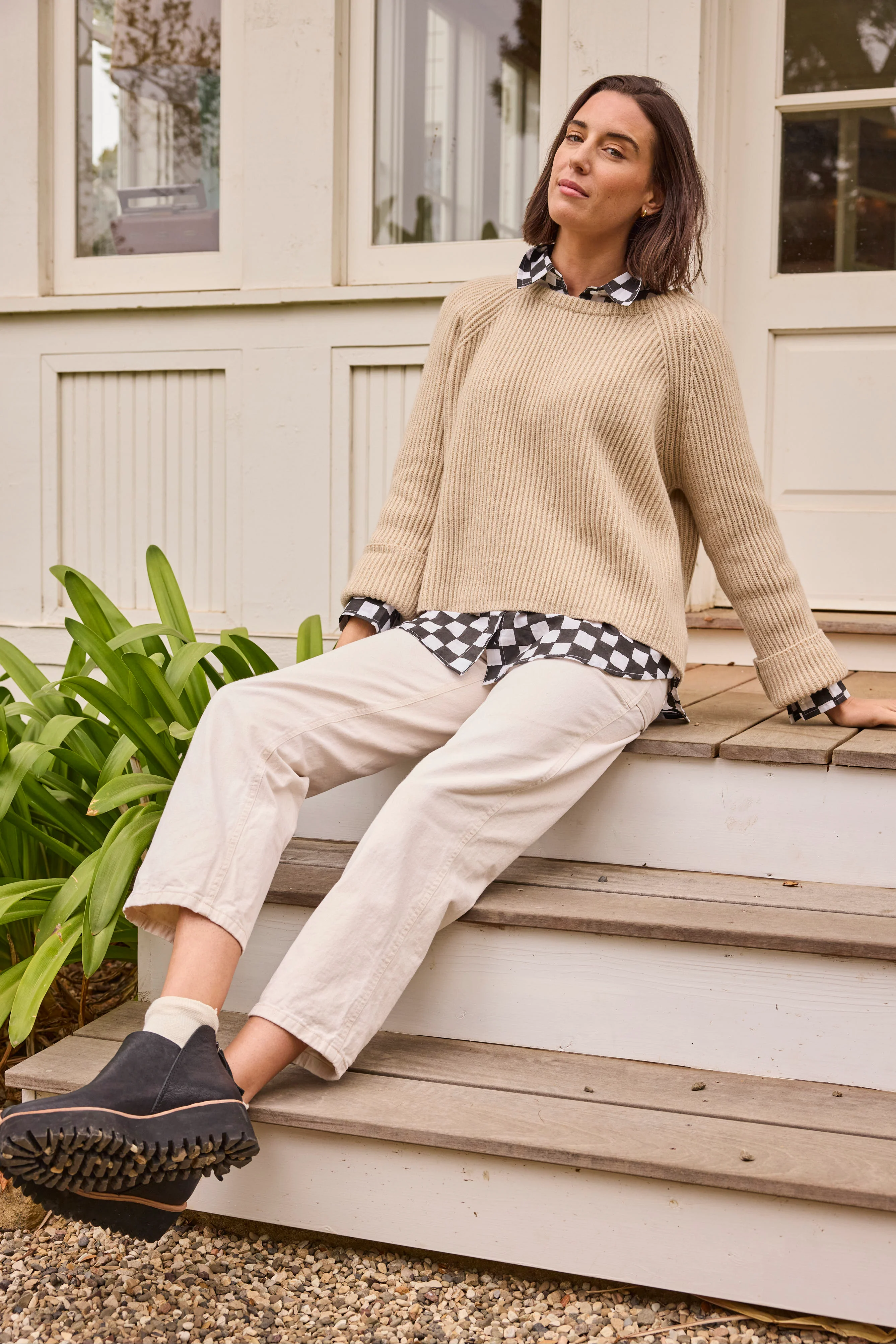 Montauk Shaker Recycled Cashmere Sweater - Oatmeal - Image 15