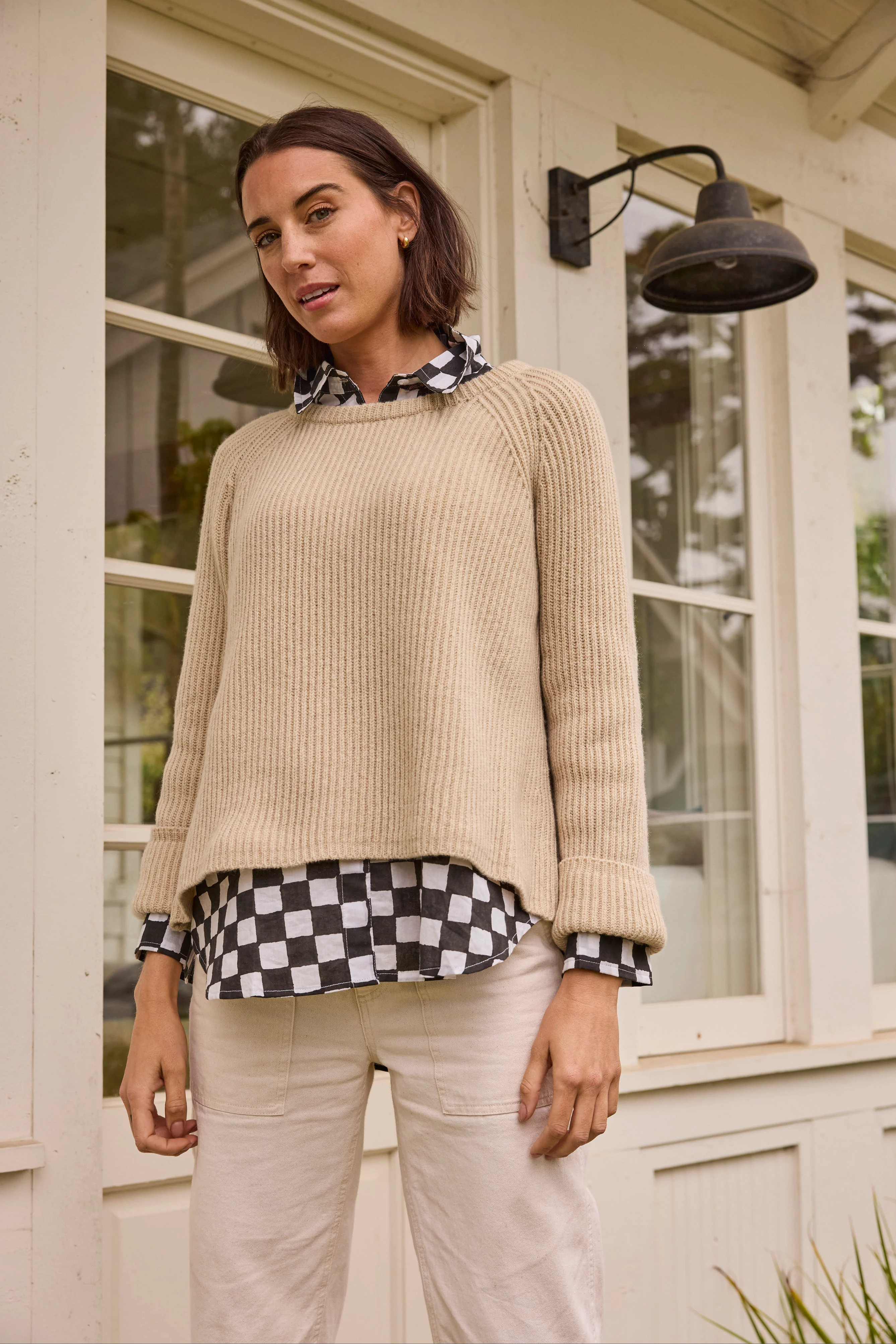 Montauk Shaker Recycled Cashmere Sweater - Oatmeal - Image 5