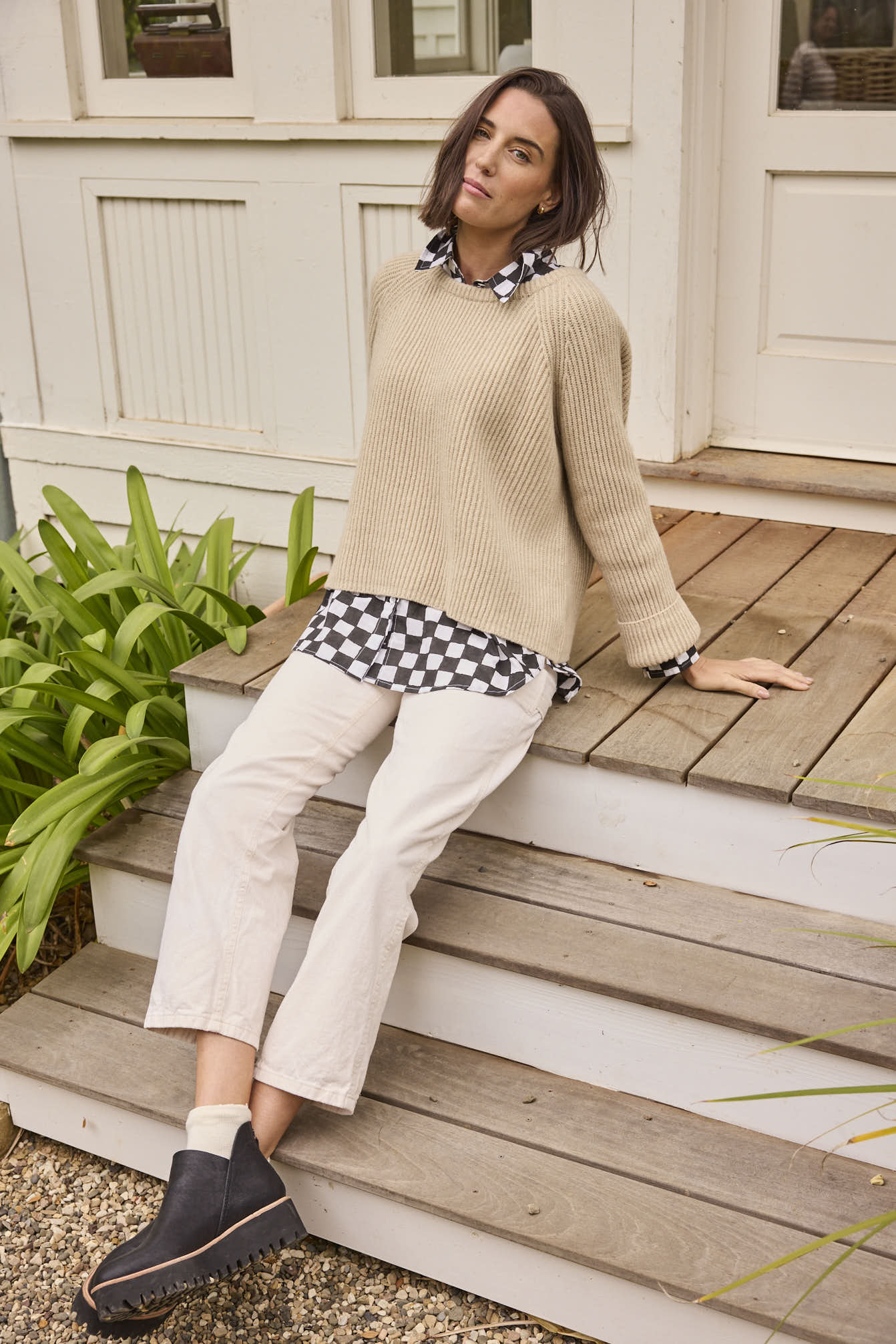Montauk Shaker Recycled Cashmere Sweater - Oatmeal - Image 6
