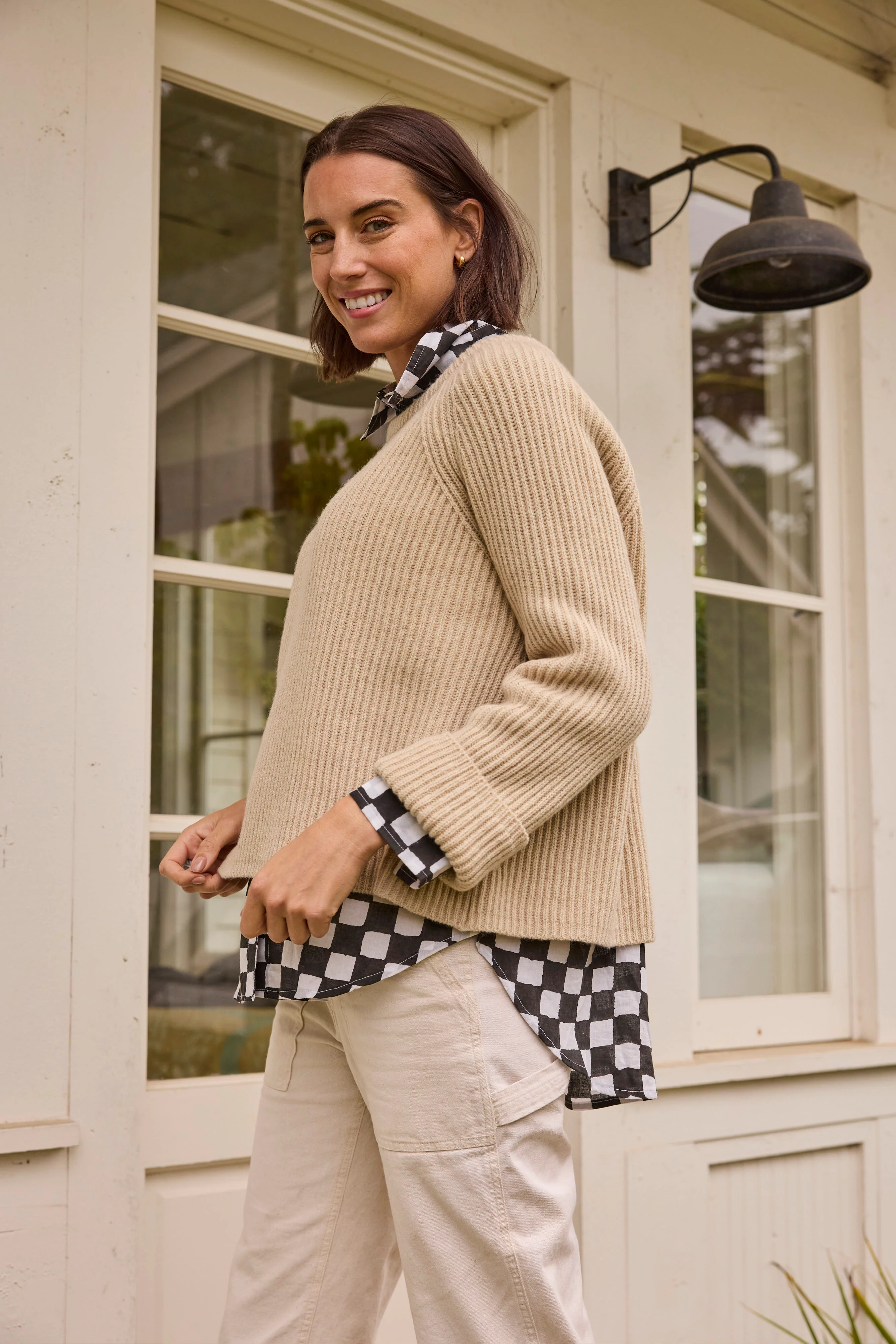 Montauk Shaker Recycled Cashmere Sweater - Oatmeal - Image 7