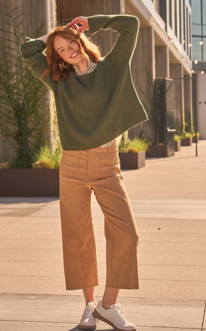 Montauk Shaker Recycled Cashmere Sweater - Olive - Image 4