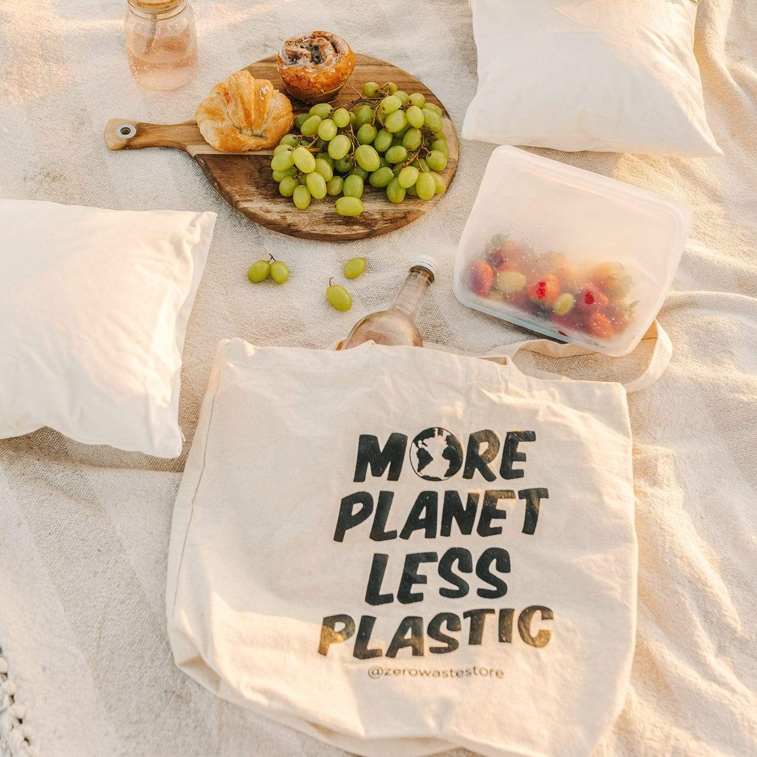 More Planet Less Plastic Organic Tote Bag - Image 3