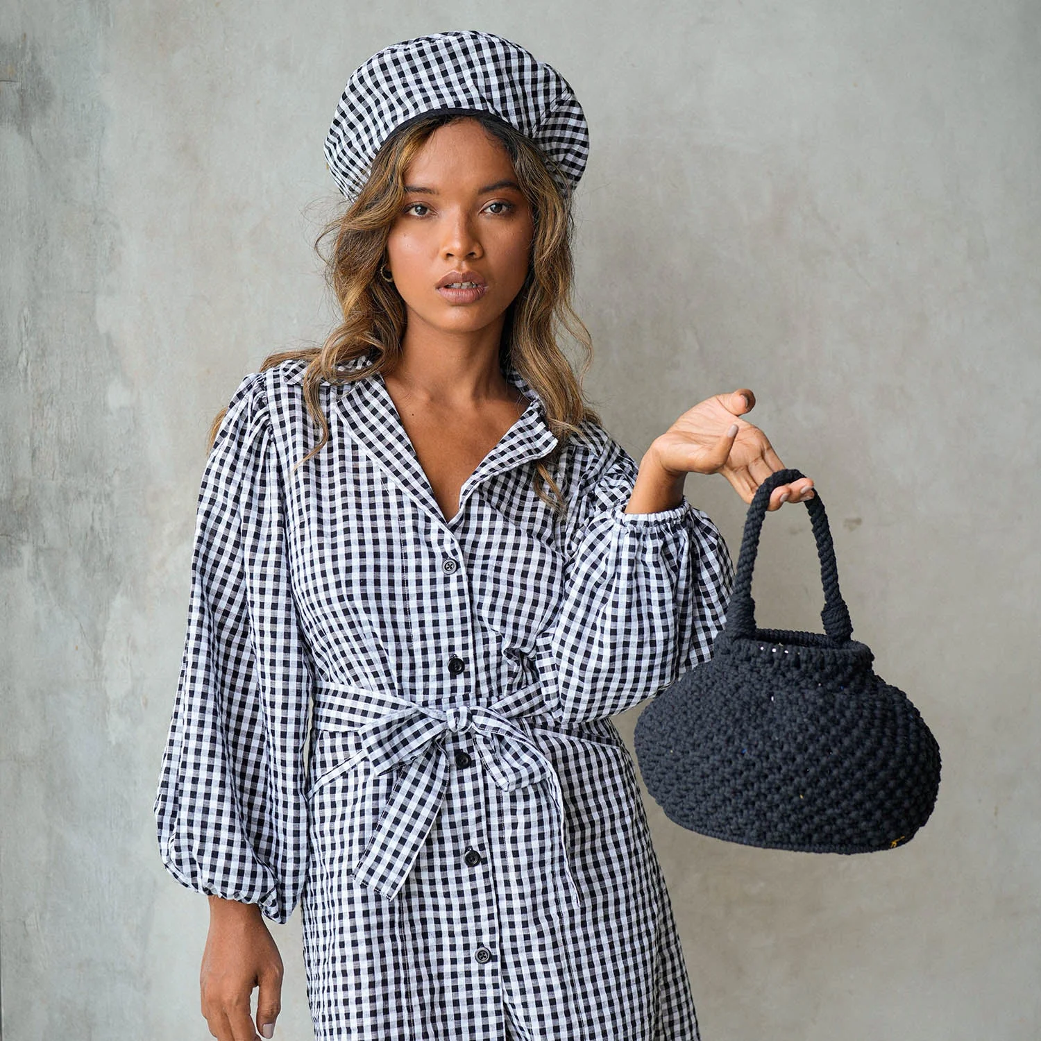 NAGA Macrame Bucket Bag In Black - Image 5