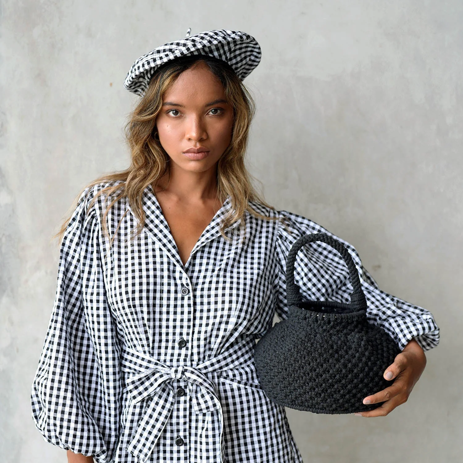 NAGA Macrame Bucket Bag In Black - Image 6