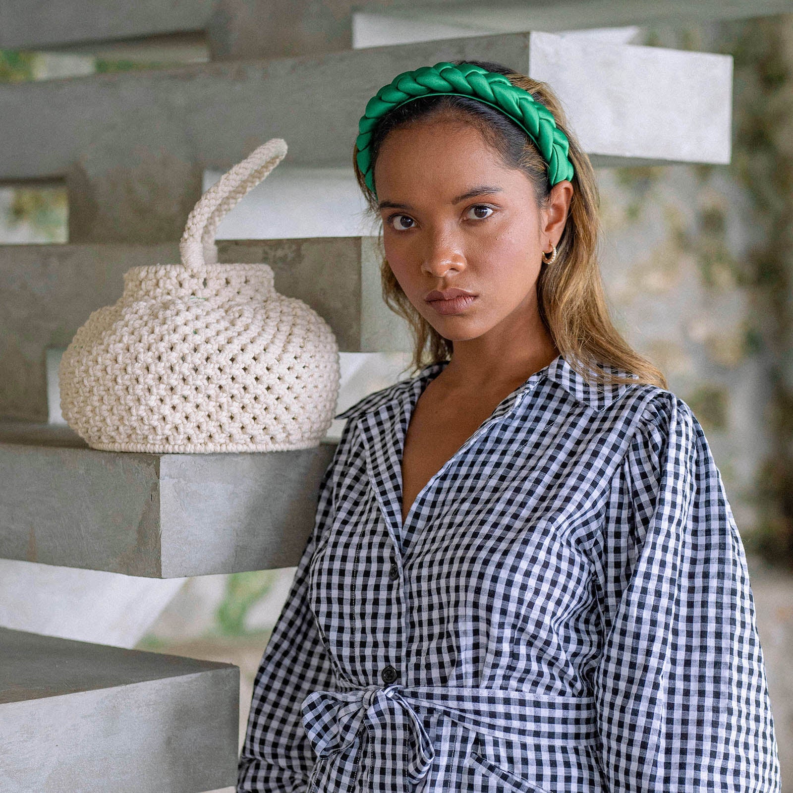 NAGA Macrame Bucket Bag In Off White - Image 7