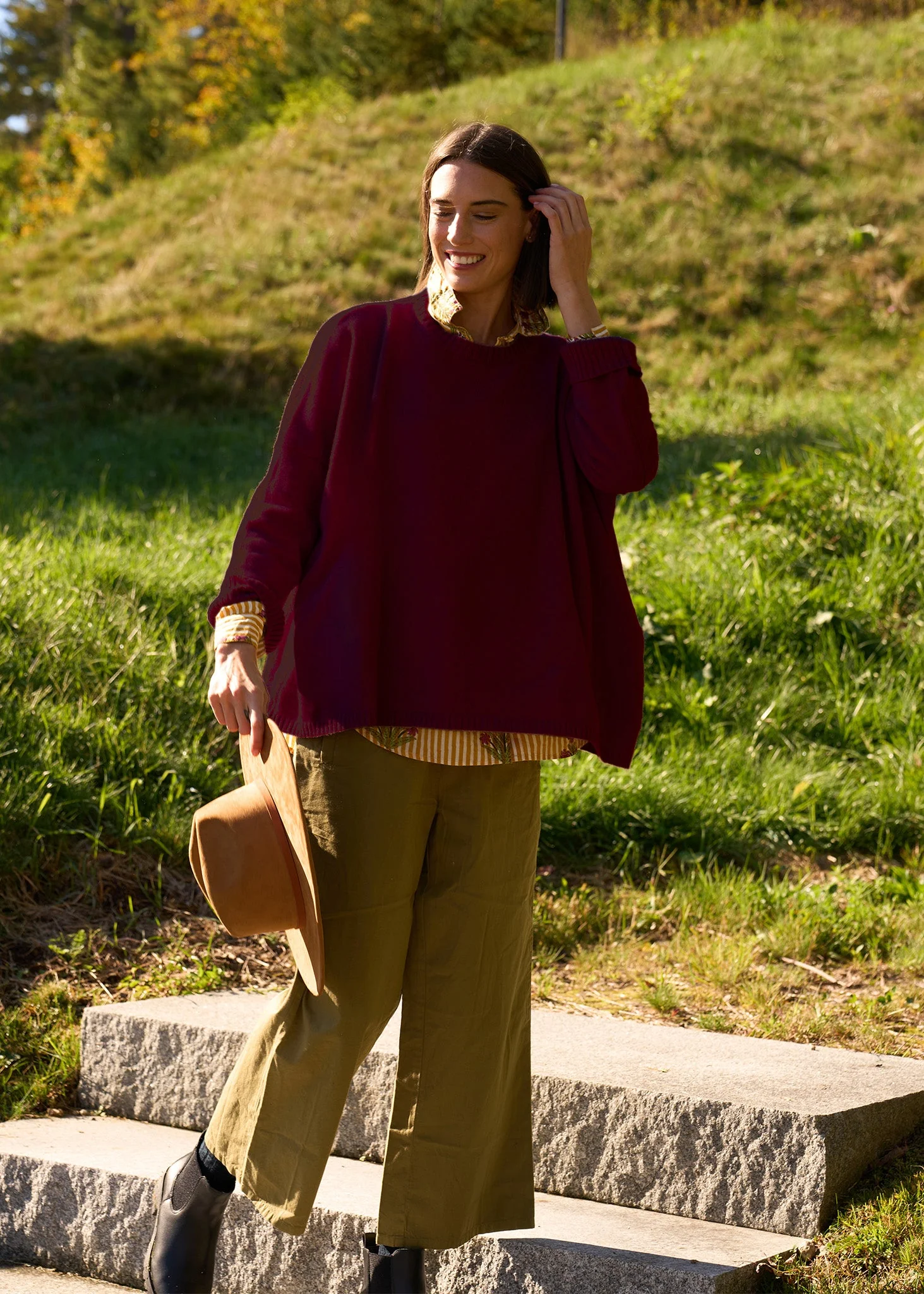 Nantucket Boxy Recycled Cashmere Sweater - Bordeaux - Image 5