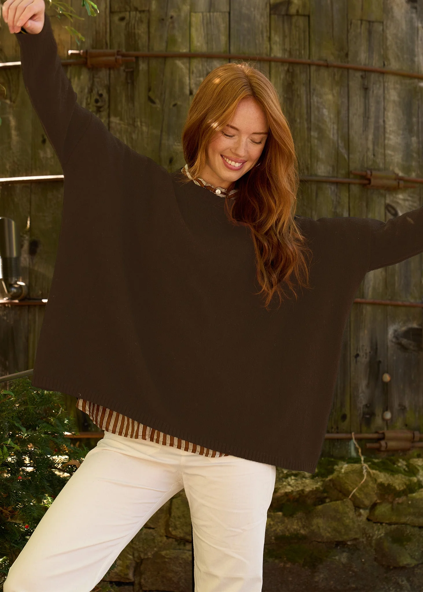 Nantucket Boxy Recycled Cashmere Sweater - Chocolate - Image 3