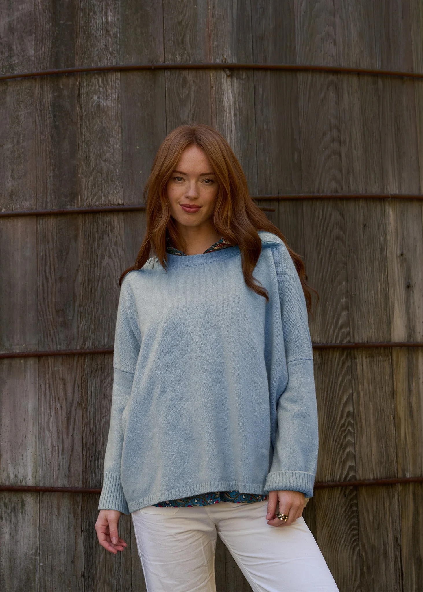 Nantucket Boxy Recycled Cashmere Sweater - Ice Blue - Image 4