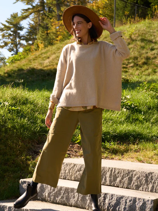 Nantucket Boxy Recycled Cashmere Sweater - Oatmeal - Image 3