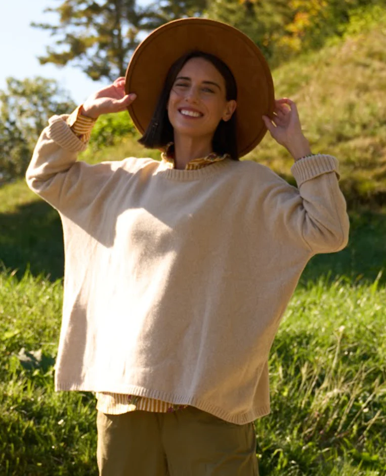 Nantucket Boxy Recycled Cashmere Sweater - Oatmeal - Image 4