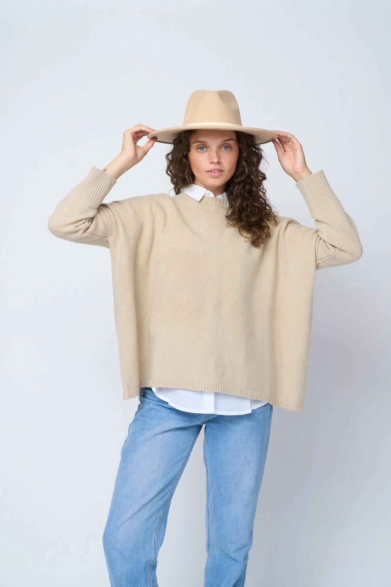 Nantucket Boxy Recycled Cashmere Sweater - Oatmeal - Image 5