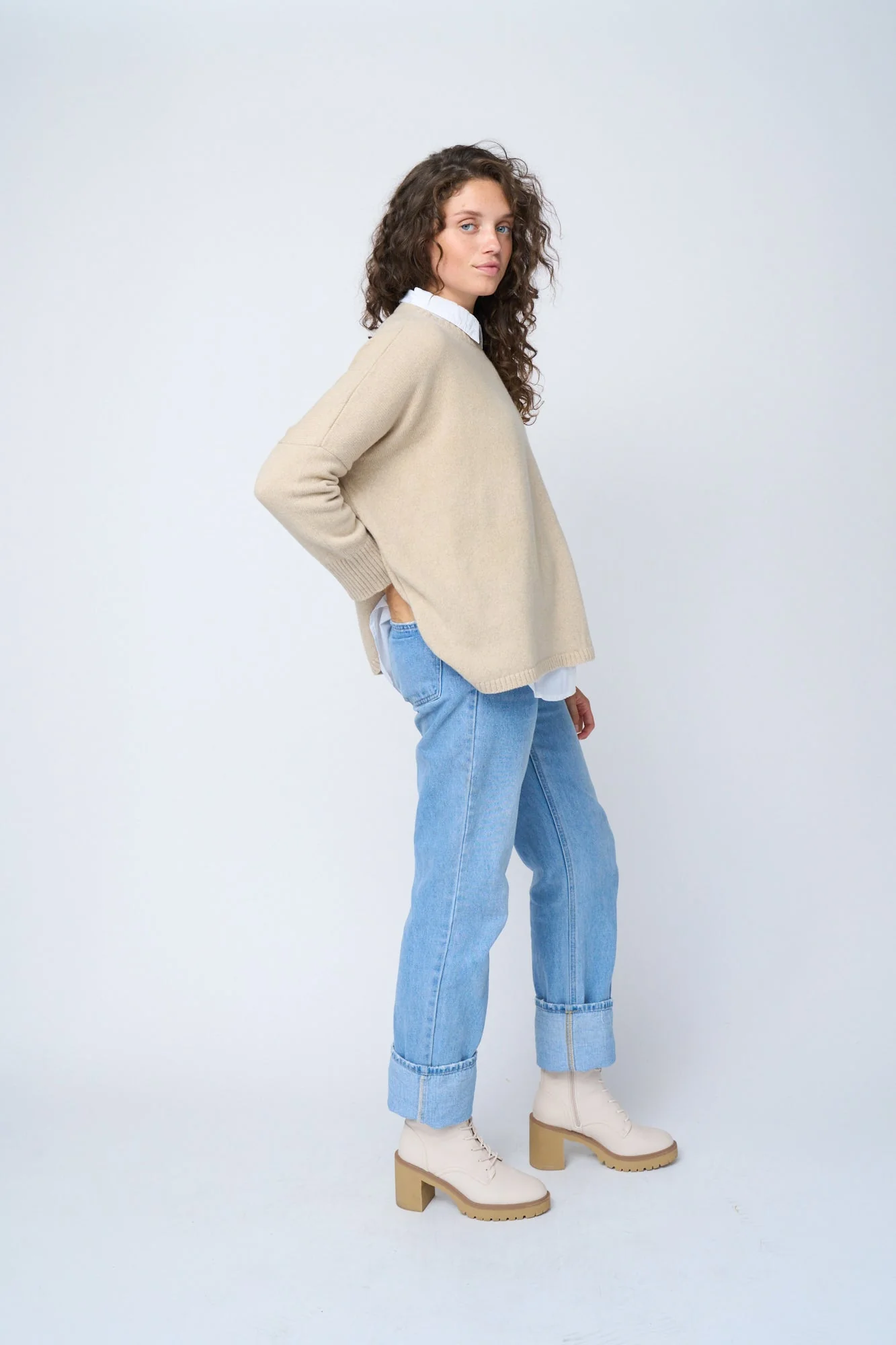 Nantucket Boxy Recycled Cashmere Sweater - Oatmeal - Image 6
