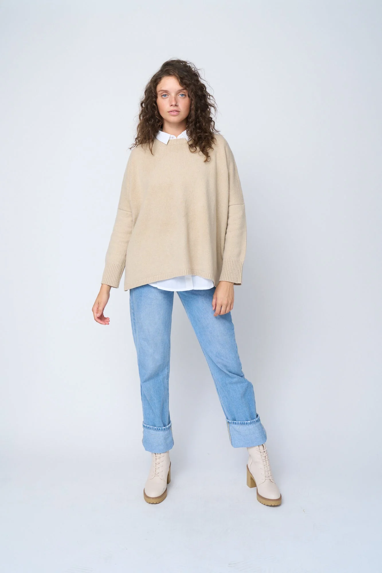 Nantucket Boxy Recycled Cashmere Sweater - Oatmeal - Image 8