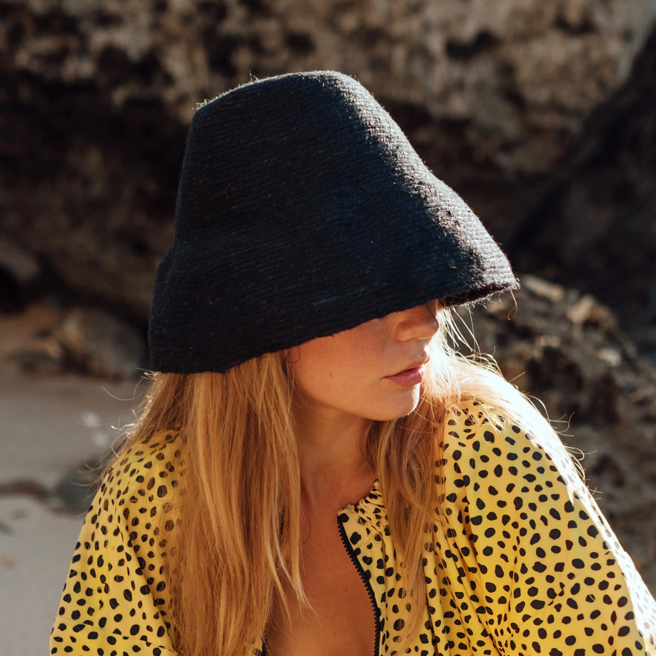 NAOMI Jute Clochet Straw Hat in Black - Image 3