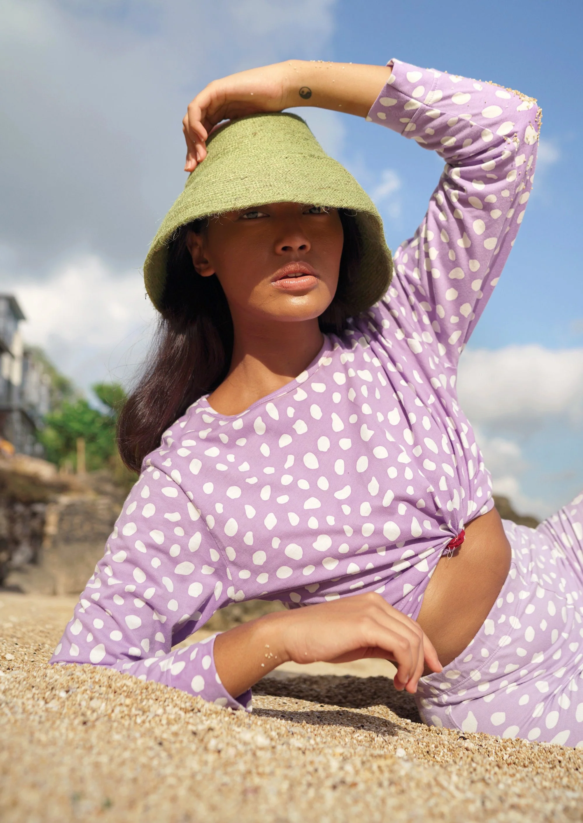 NAOMI Jute Clochet Straw Hat in Matcha Green - Image 3