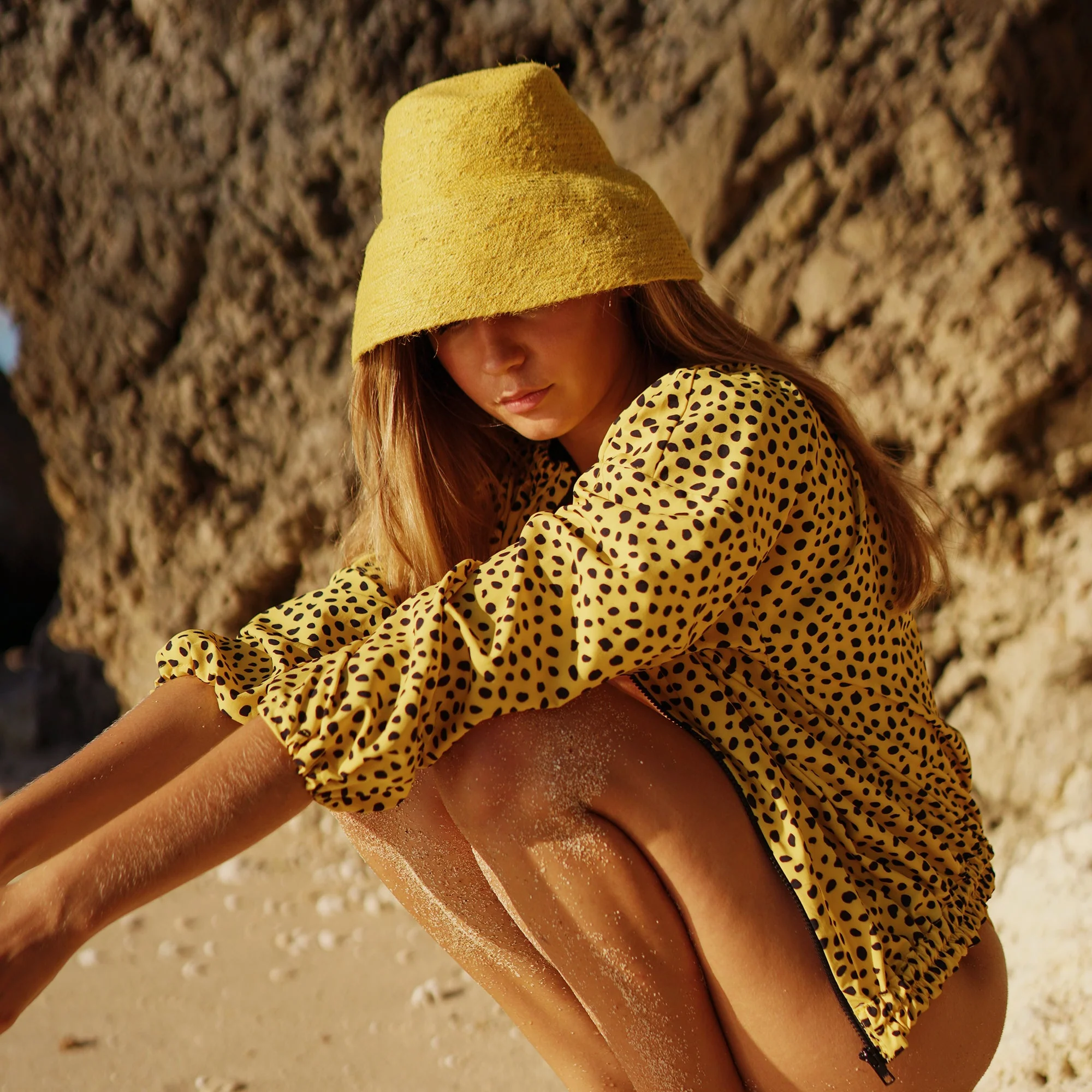 NAOMI Jute Clochet Straw Hat in Yellow - Image 3