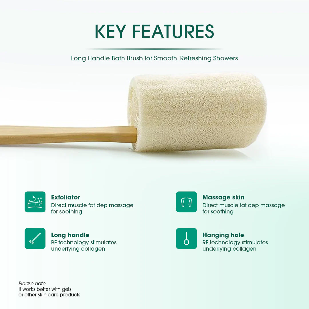 Natural Loofah Bath Brush w/Long Handle. - Image 4