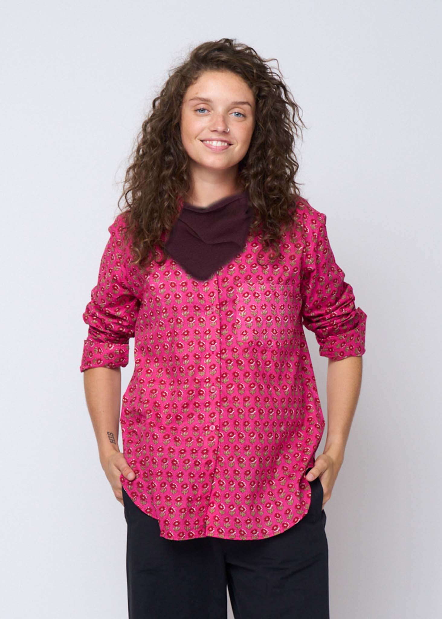 Newport Triangle Recycled Cashmere Scarf - Bordeaux - Image 2