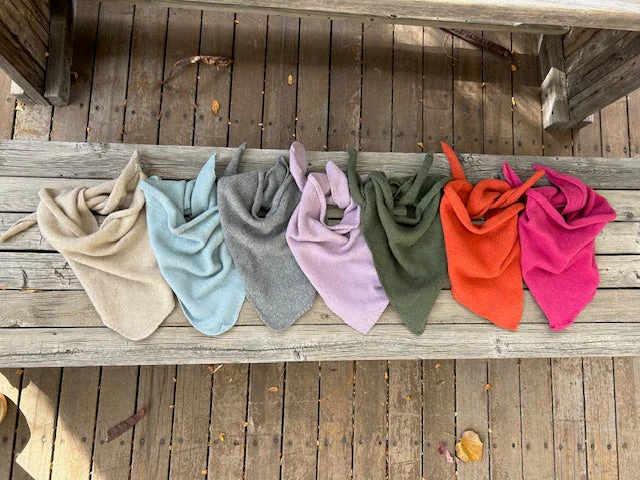Newport Triangle Recycled Cashmere Scarf - Olive - Image 3