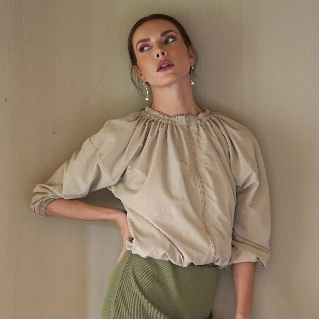 NORMA Recycled Ruffle Jacket, in Beige - Image 2