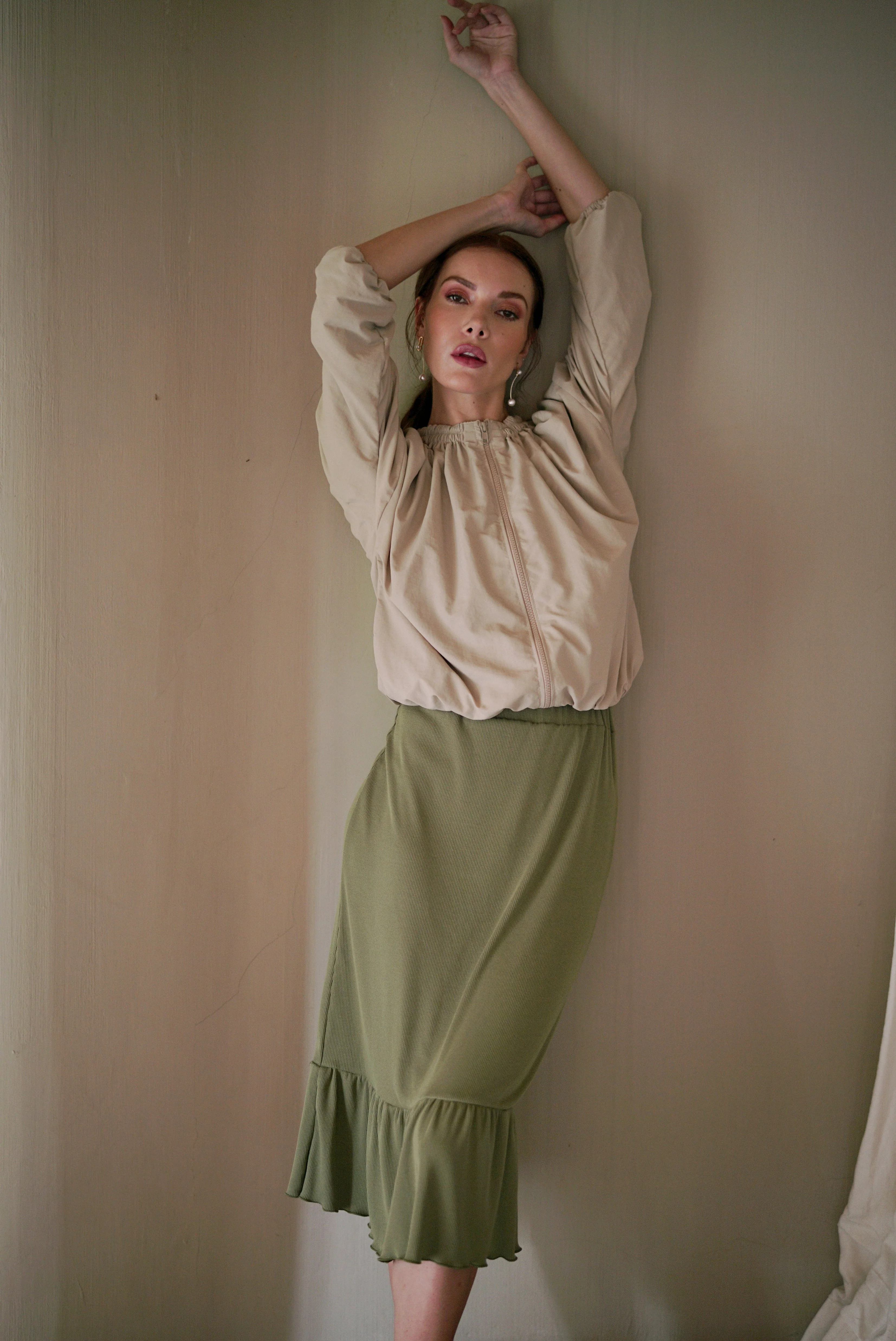 NORMA Recycled Ruffle Jacket, in Beige - Image 5
