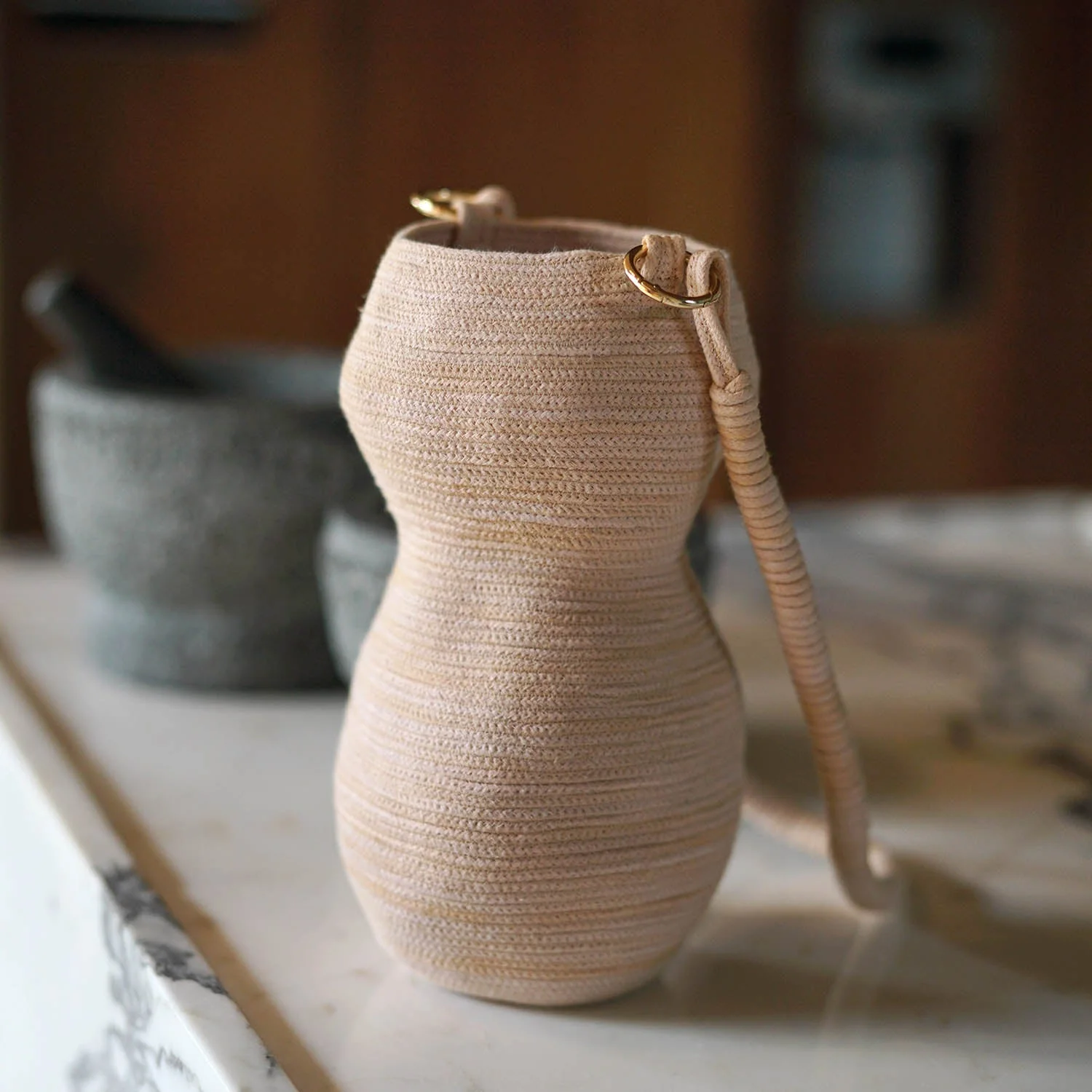 OINO Vase Bag in Sand Beige - Image 3